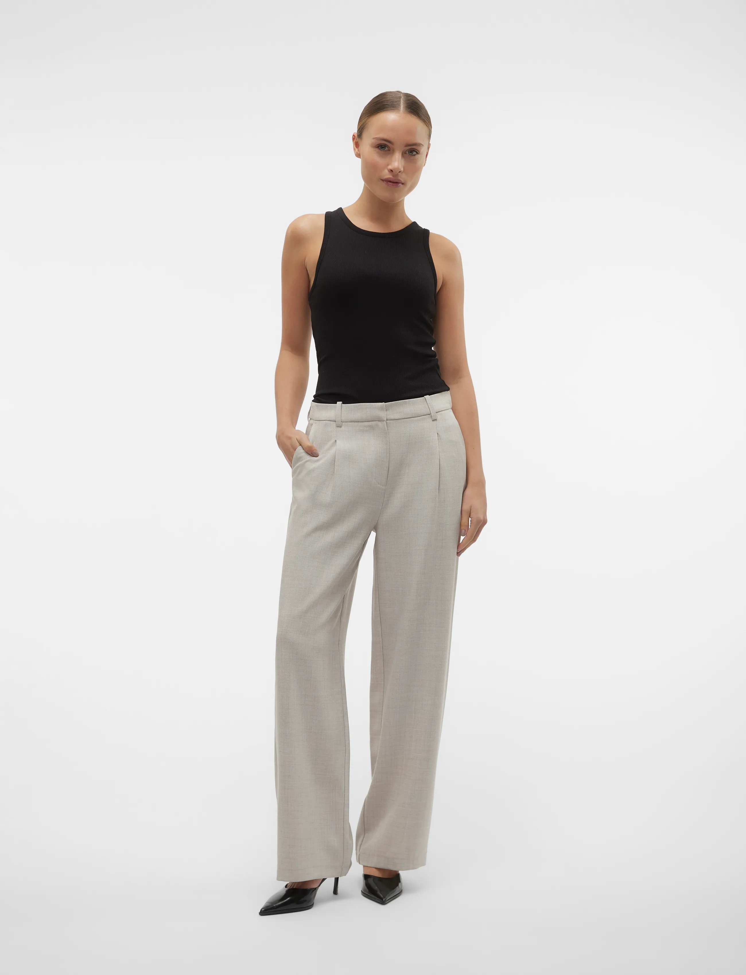 Vero Moda - VMCASSIDY MW WIDE PANT NOOS - tailored trousers - vapor blue - 4