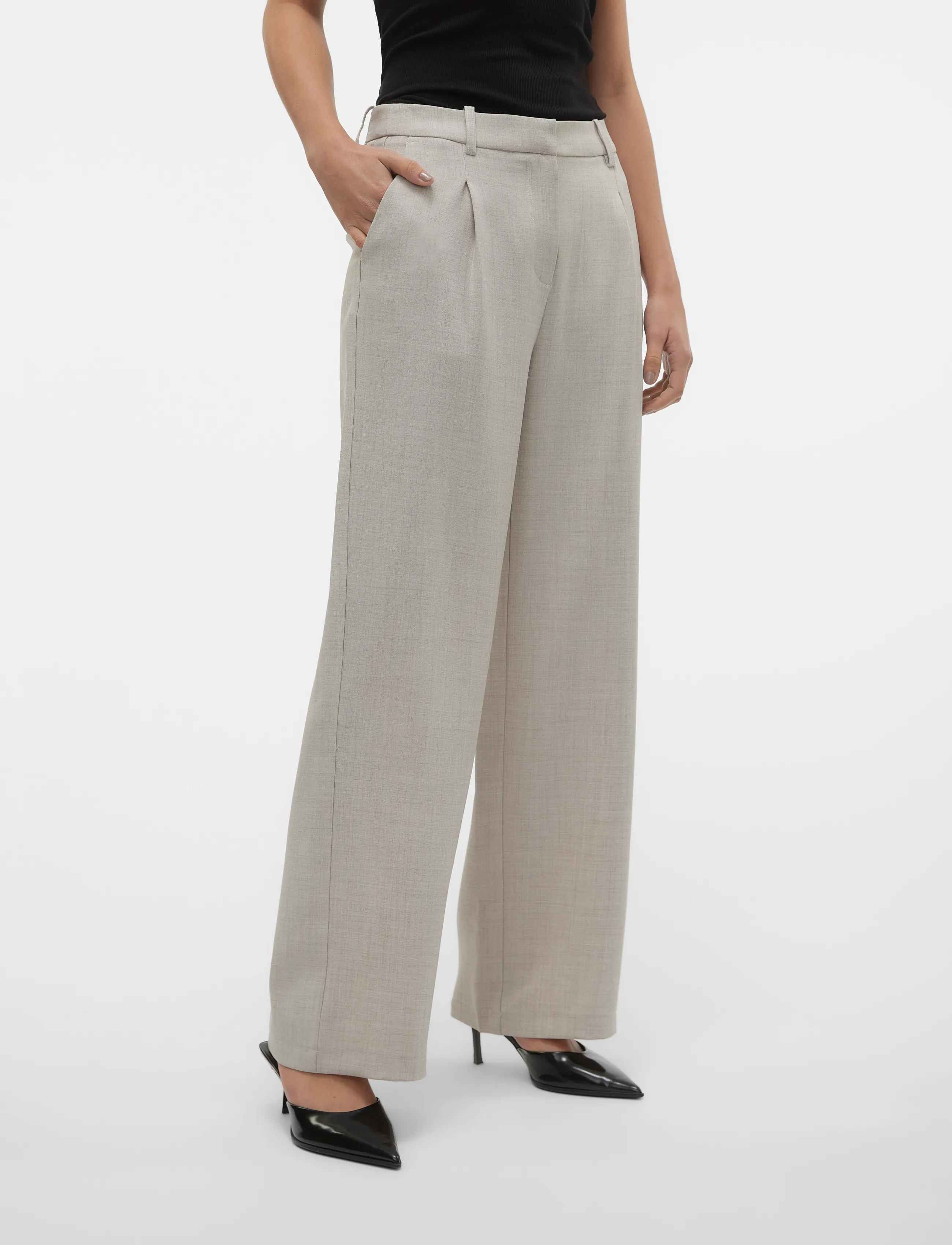 Vero Moda - VMCASSIDY MW WIDE PANT NOOS - tailored trousers - vapor blue - 5