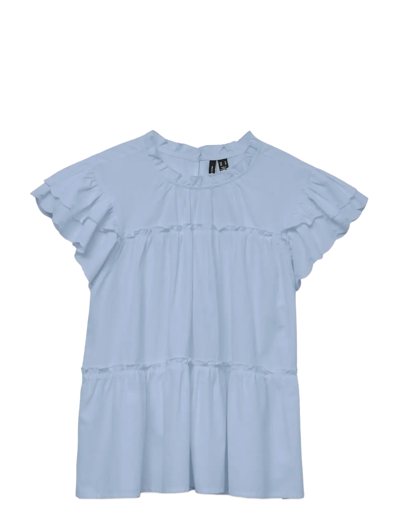 VERO MODA Vmisolde Sl O-Neck Frill Oberteil Wvn Exp Sb2 Blau - M - Damen