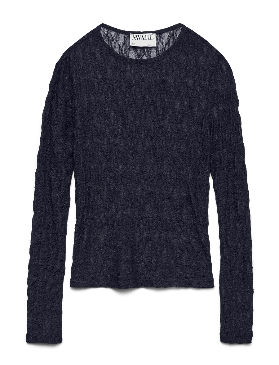 Vero Moda - AWTESSY LS O-NECK LACE TOP NOOS - pikkade varrukatega pluusid - night sky - 1