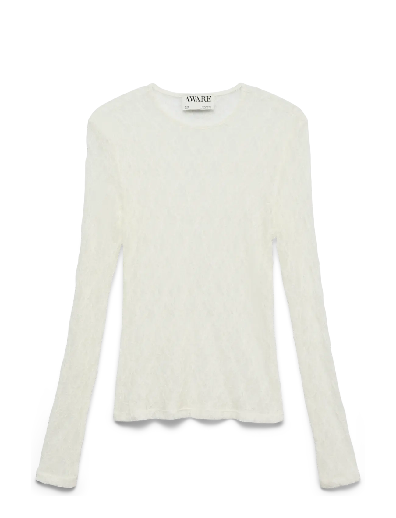 Vero Moda AWTESSY LS O-NECK LACE TOP NOOS - T-shirts & Tops - SNOW WHITE / white