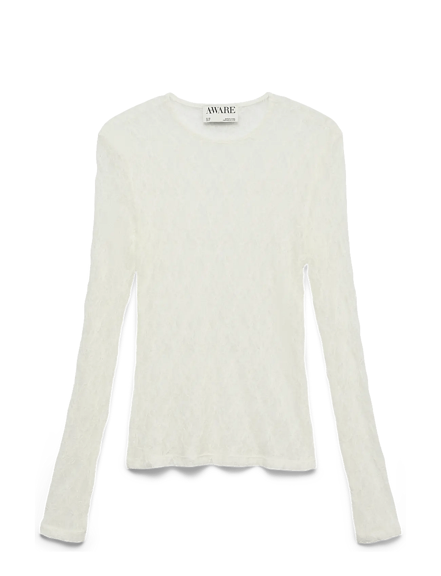 Vero Moda - AWTESSY LS O-NECK LACE TOP NOOS - snow white - 1