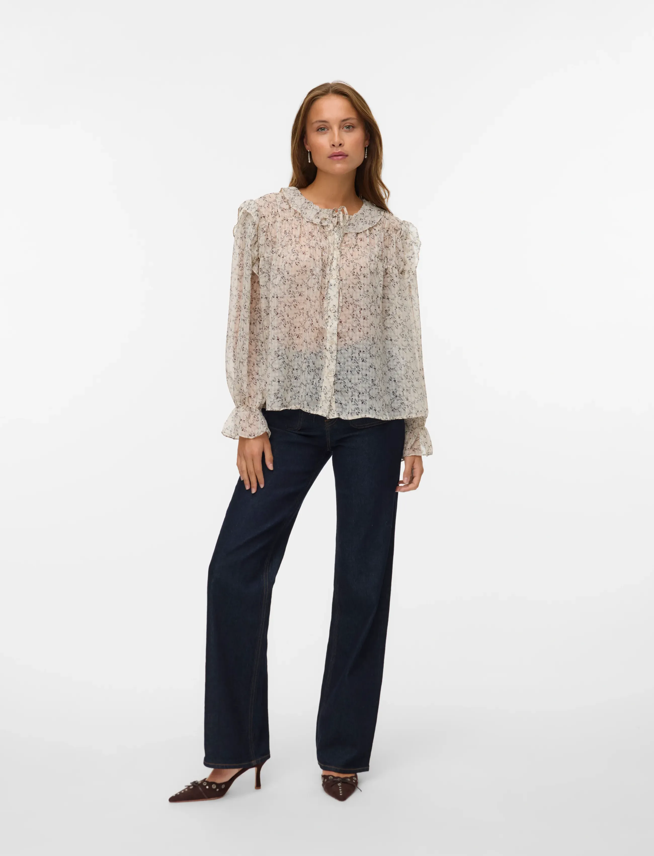 Vero Moda Vmpetra Ls Shirt Wvn Noos, S, Blouses, Creme - Long-sleeved, Frauen