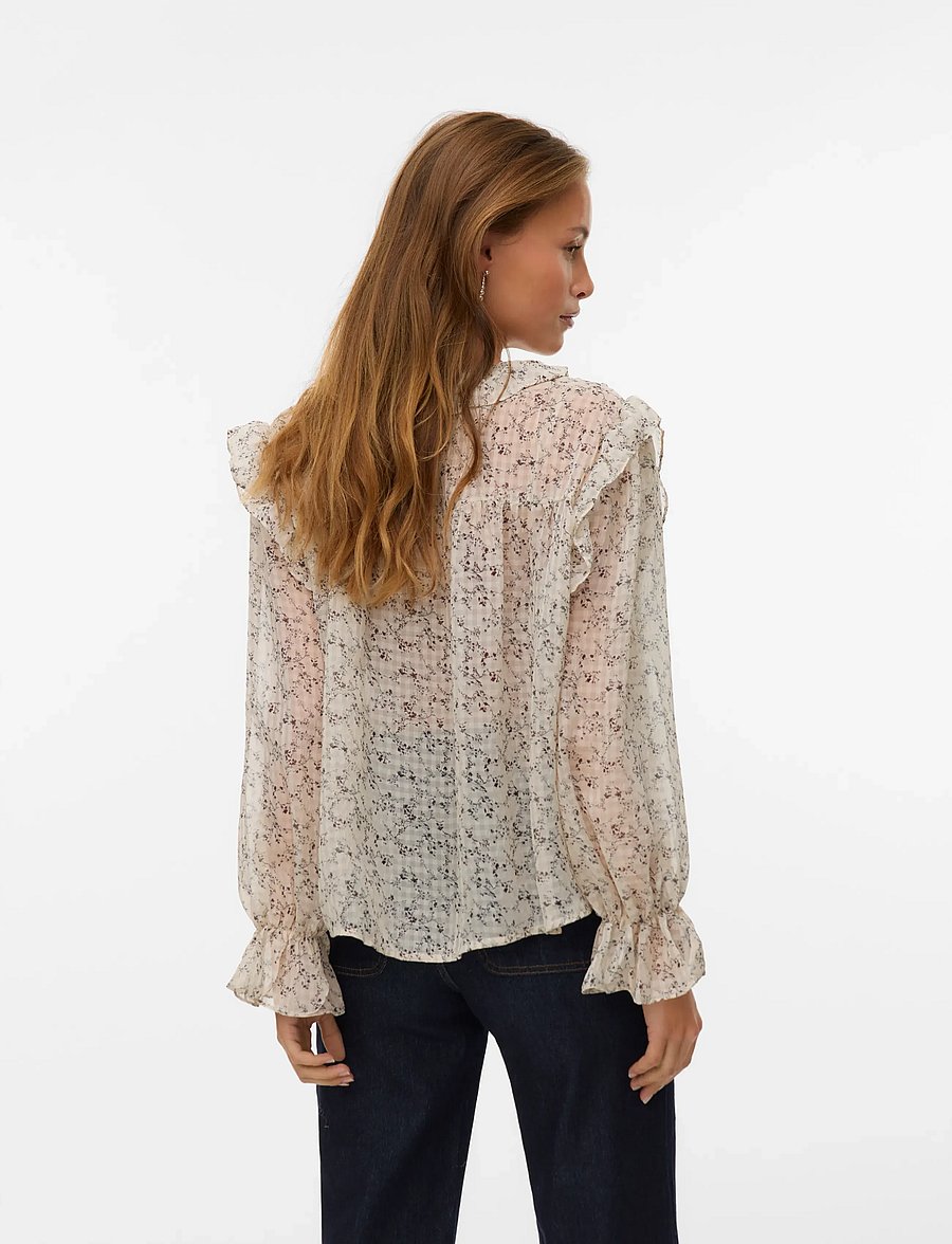 Vero Moda - VMPETRA LS SHIRT WVN NOOS - pikkade varrukatega pluusid - oatmeal - 2