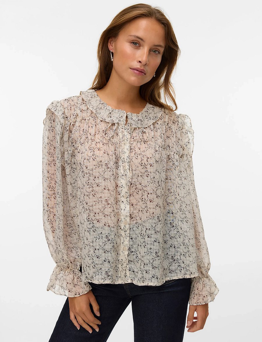 Vero Moda - VMPETRA LS SHIRT WVN NOOS - pikkade varrukatega pluusid - oatmeal - 3