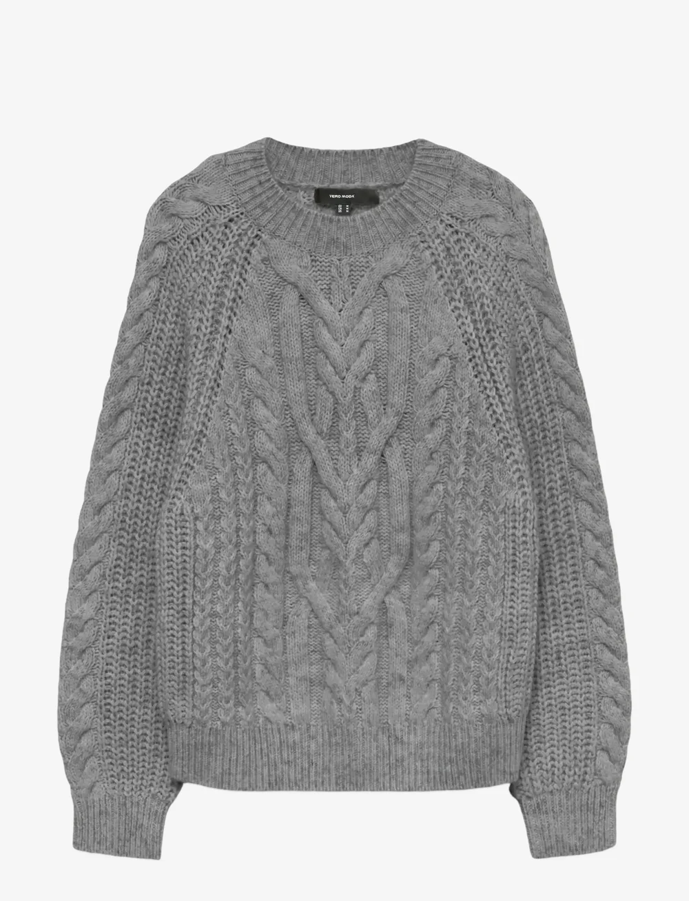 Vero Moda - VMJADA LS O-NECK CABLE PULLOVER - striktrøjer - medium grey melange - 1