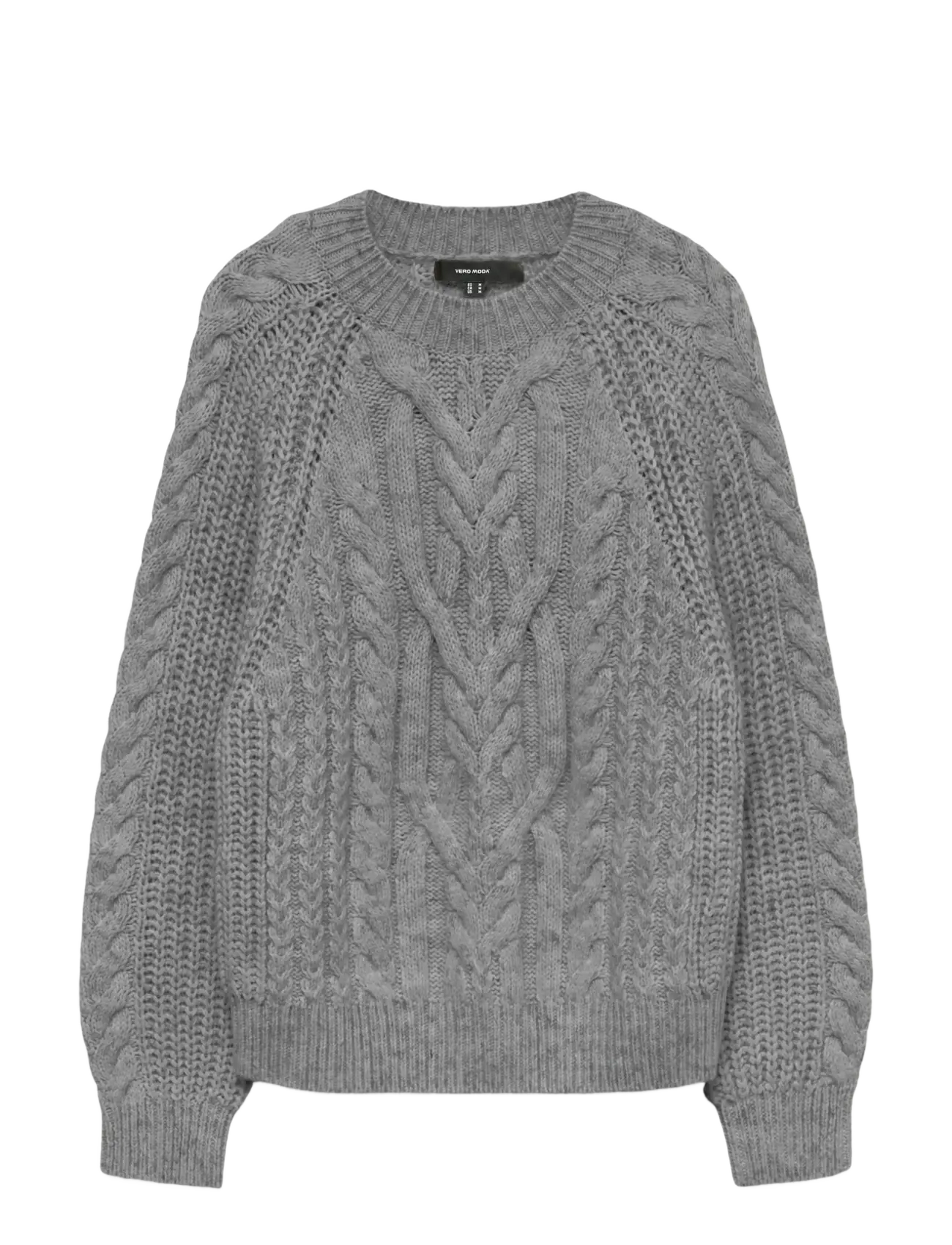 Vero Moda VMJADA LS O-NECK CABLE PULLOVER - Neuleet - MEDIUM GREY MELANGE / grey