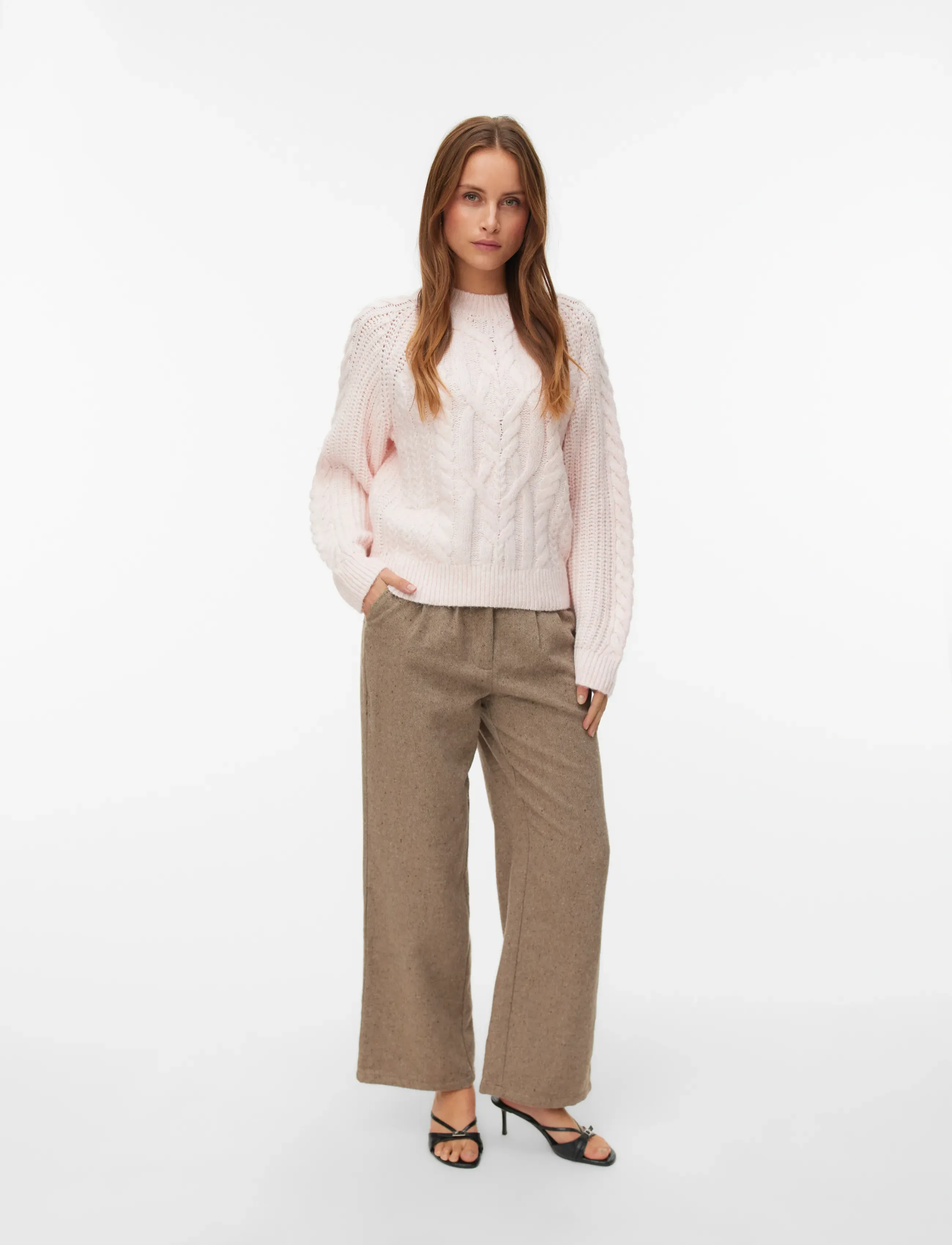 Vero Moda Vmjada Ls O-Neck Cable Pullover, L, Knitwear, Rosa - Jumpers, Frauen