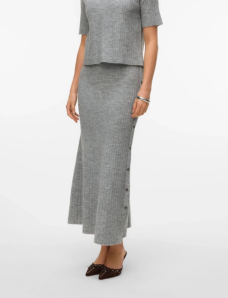 Vero Moda - VMSALLY NW ANKLE SKIRT - maxi röcke - light grey melange - 0