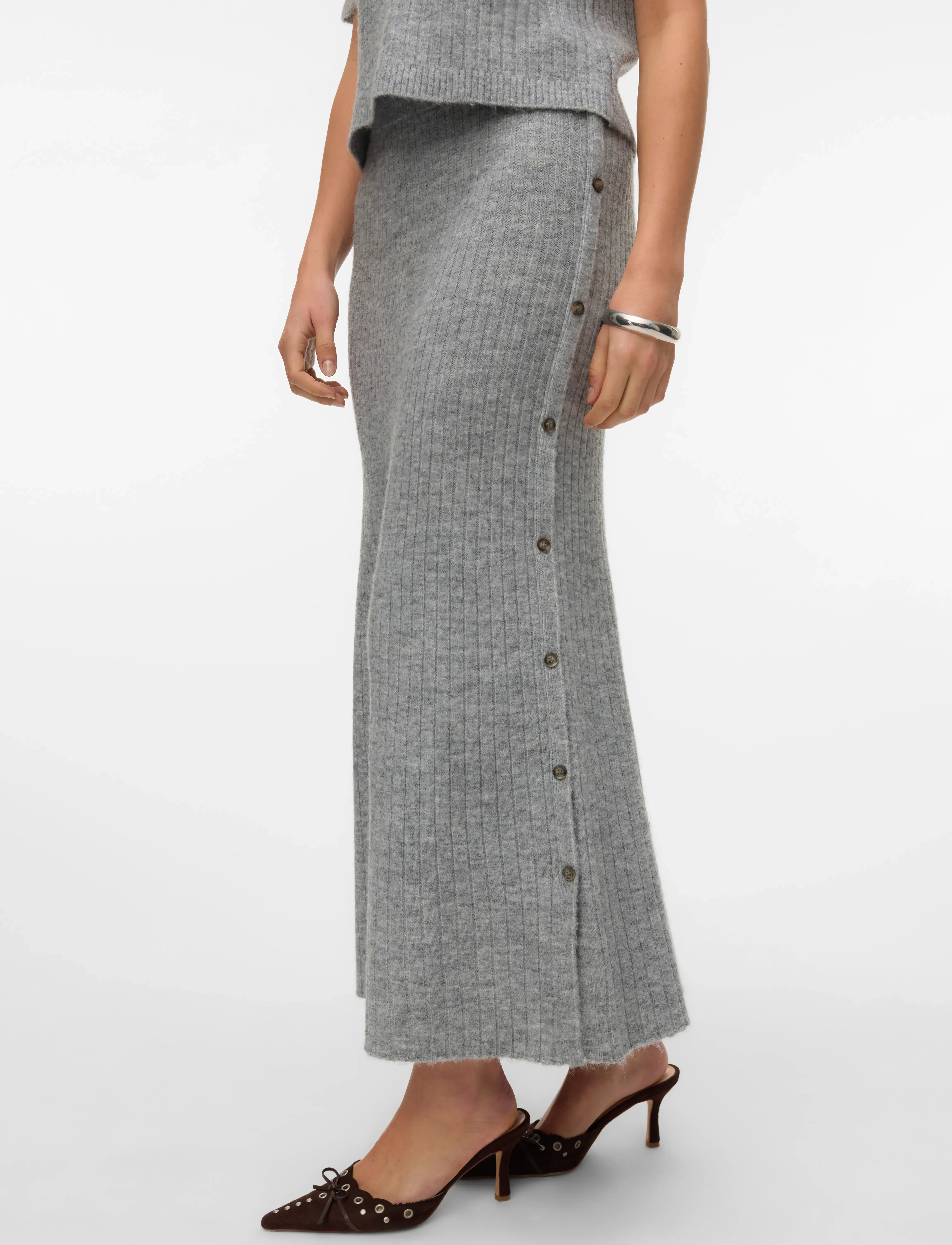 Vero Moda - VMSALLY NW ANKLE SKIRT - maxikjolar - light grey melange - 3