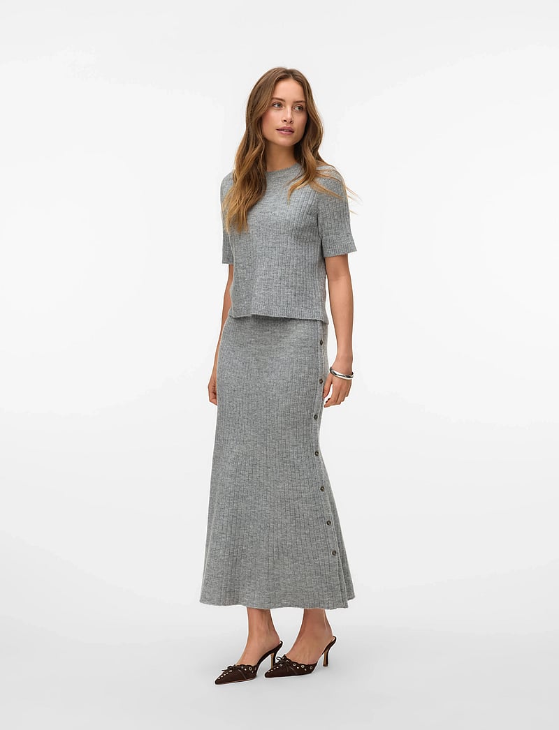Vero Moda - VMSALLY NW ANKLE SKIRT - maxi röcke - light grey melange - 5