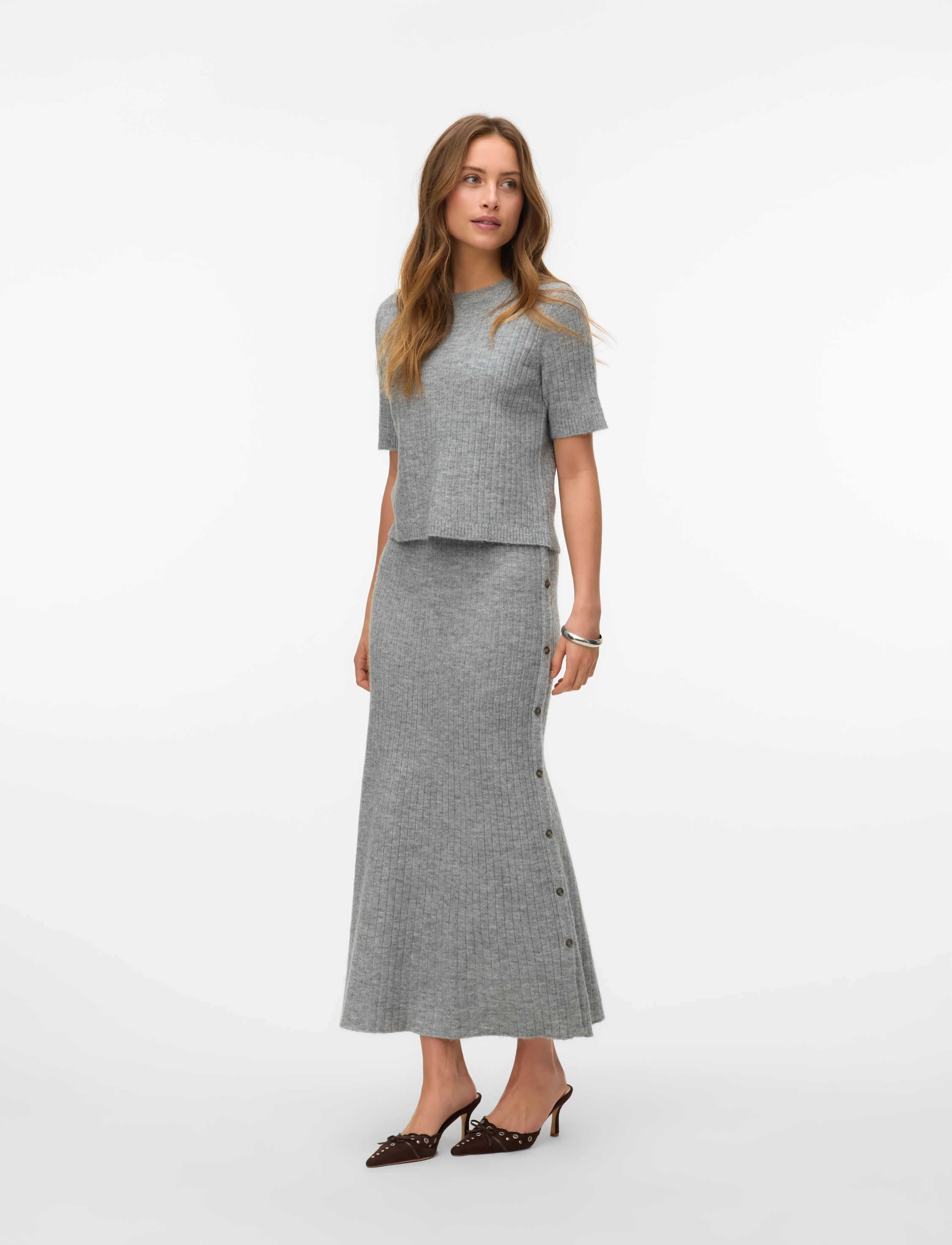 Vero Moda - VMSALLY NW ANKLE SKIRT - maxikjolar - light grey melange - 5