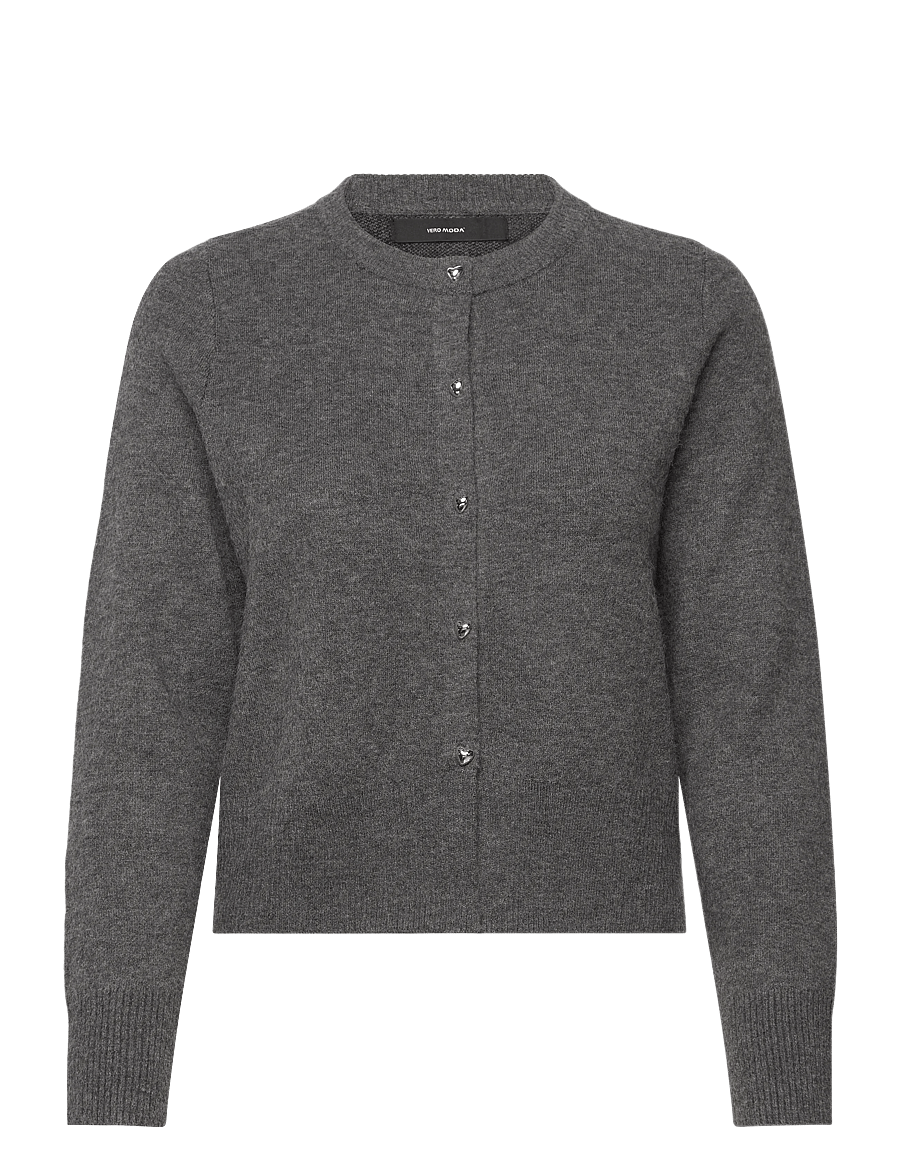 Vero Moda - VMKACY LS O-NECK CARDIGAN - koftor - medium grey melange - 1