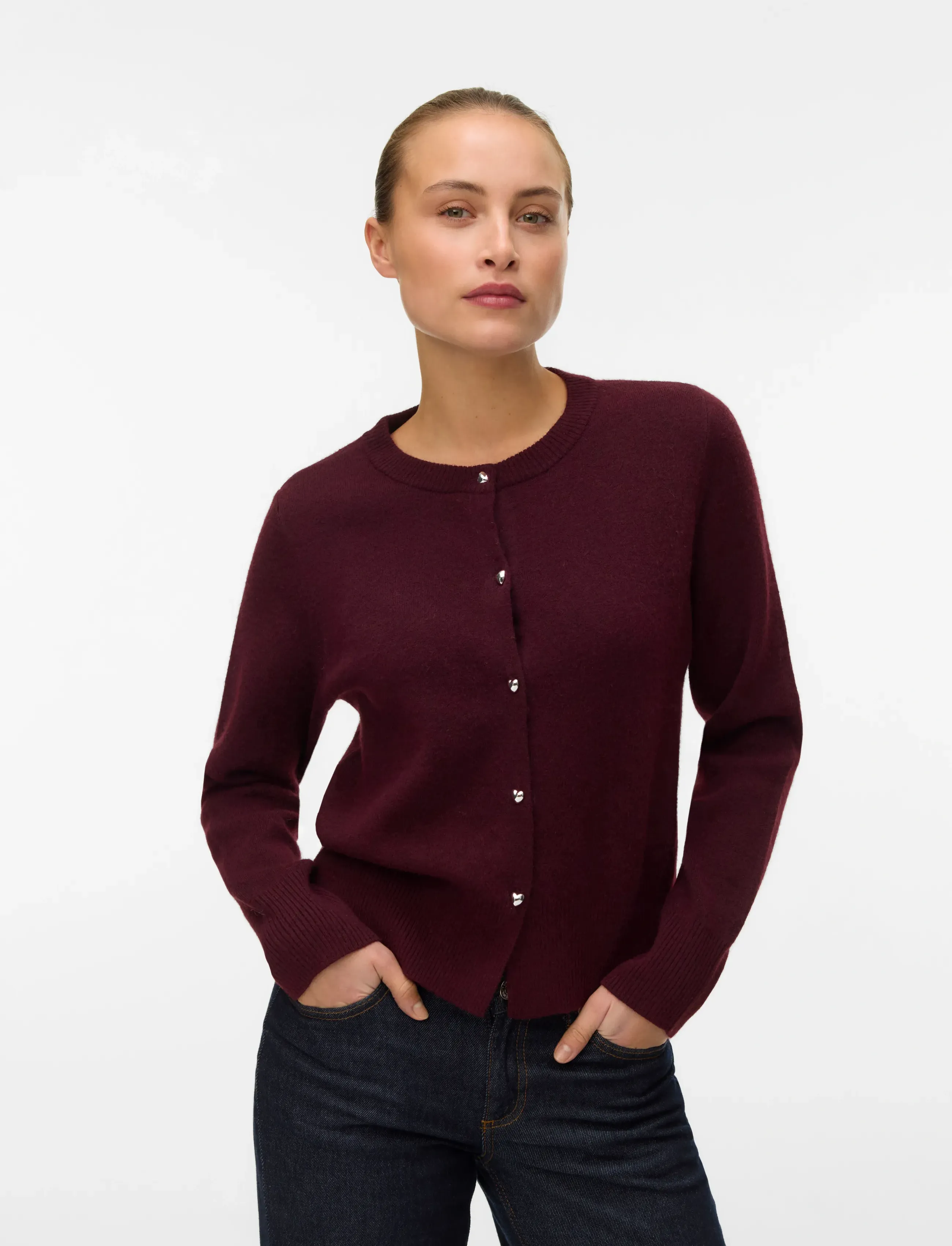 Vero Moda - VMKACY LS O-NECK CARDIGAN - kardigani - winetasting - 5
