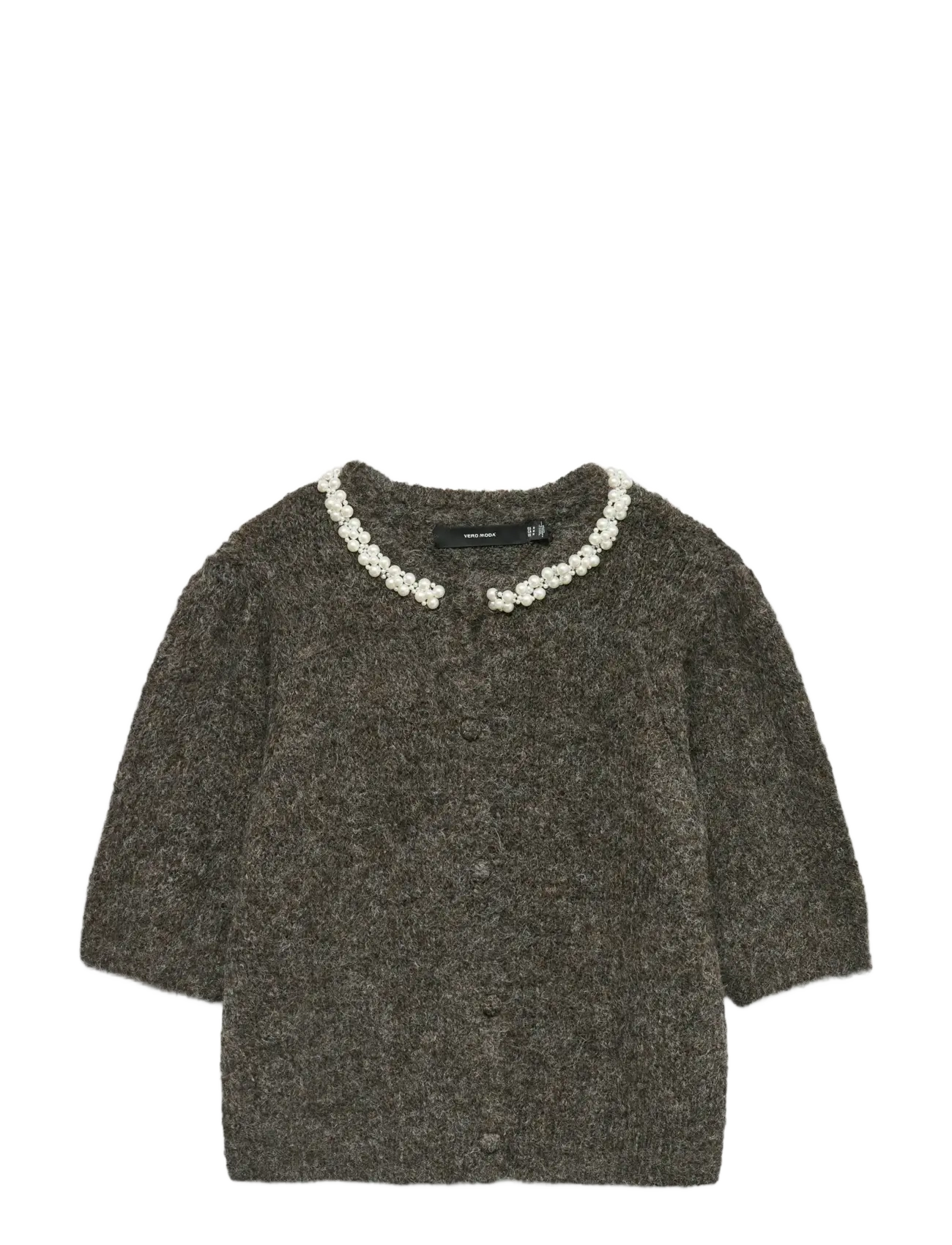 VMOCEAN 2/4 O-NECK JEWELLERY CARDIGAN - CHOCOLATE TORTE