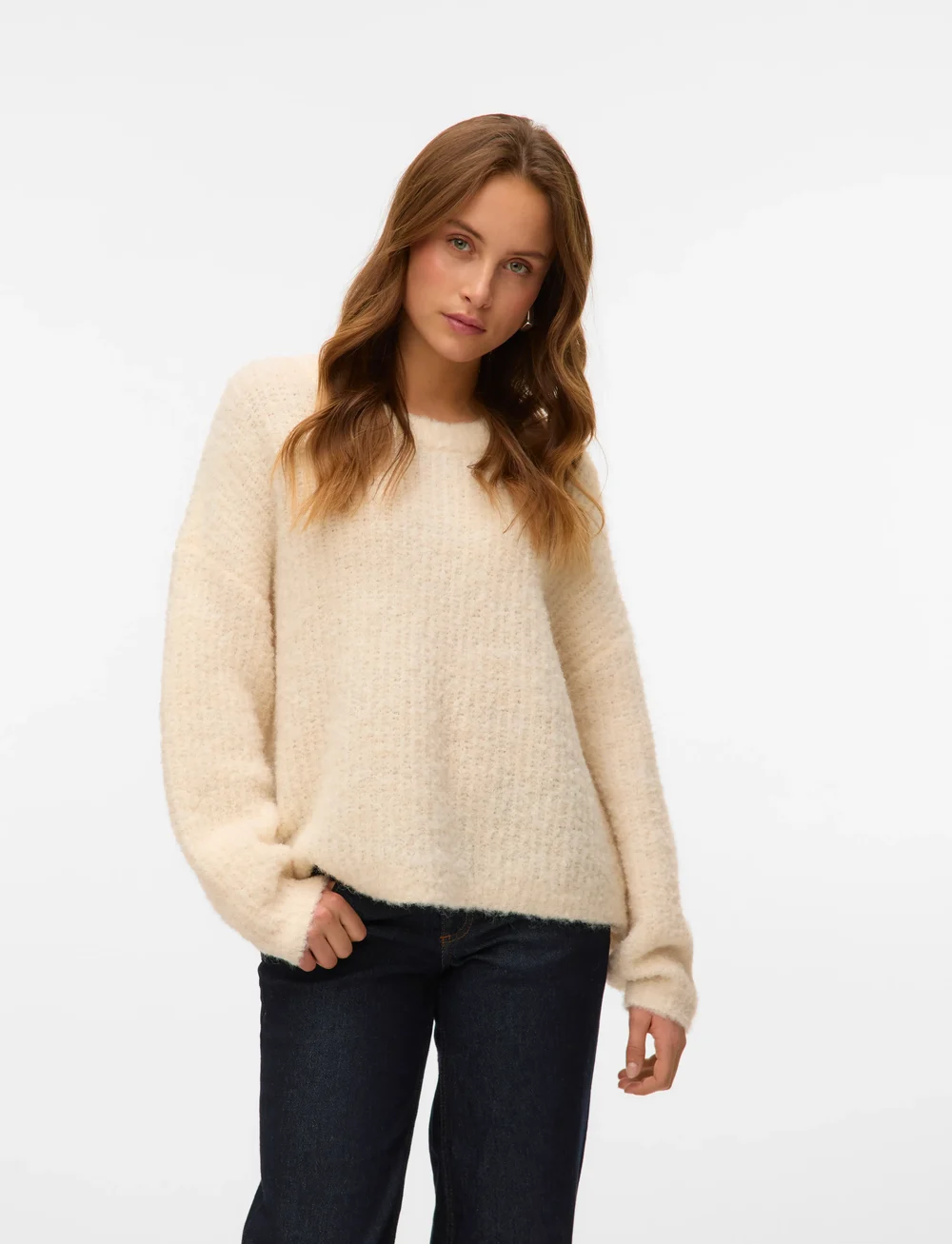 Vero Moda - VMCARMEN LS O-NECK PULLOVER - striktrøjer - birch - 0