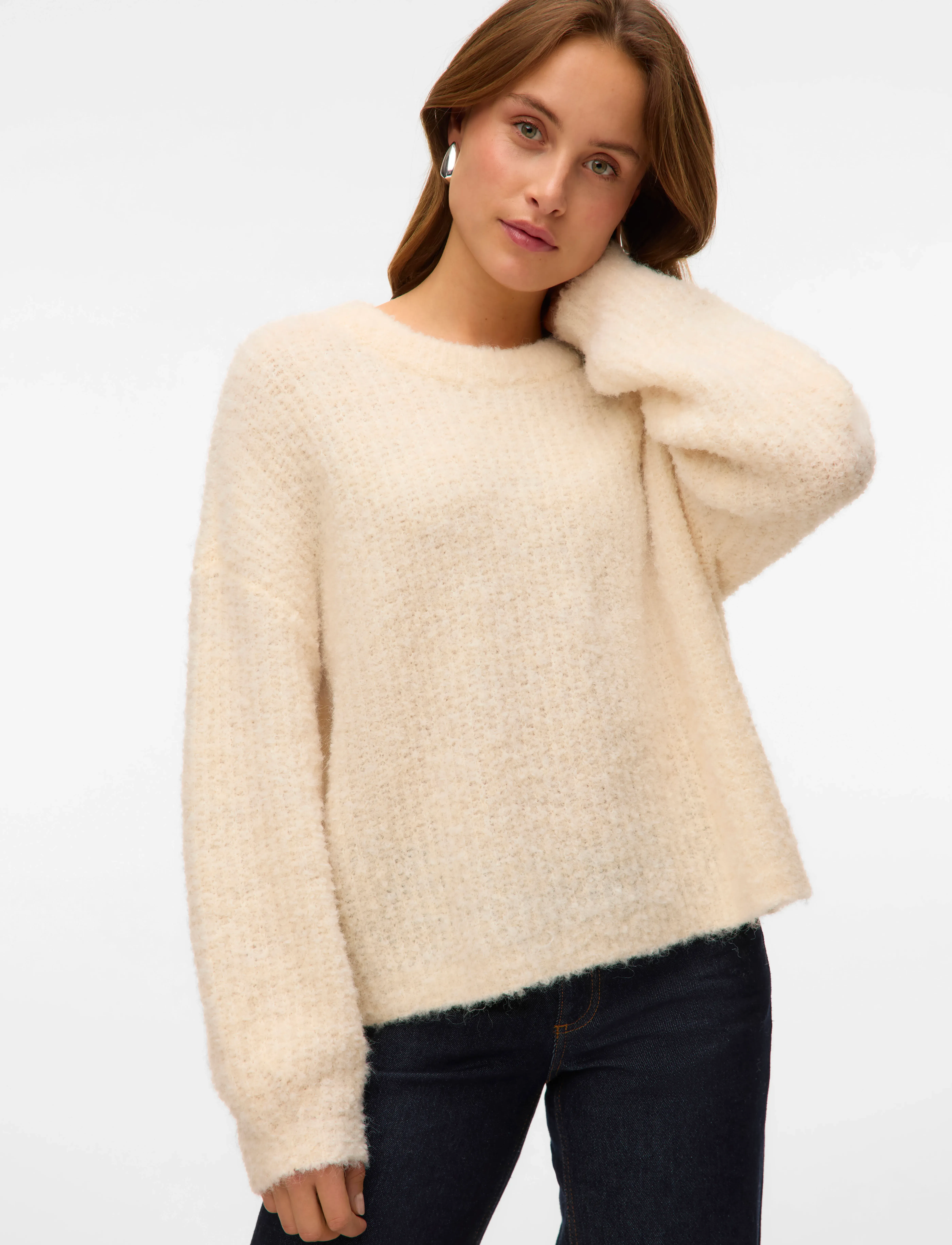 Vero Moda - VMCARMEN LS O-NECK PULLOVER - neulepuserot - birch - 3
