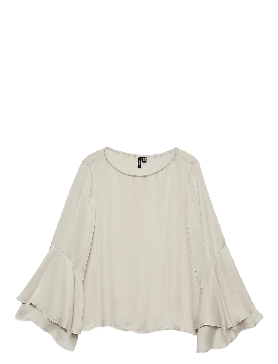 Vero Moda - VMLIVA LS WIDE SLEEVE TOP WVN GA - langærmede bluser - pumice stone - 1