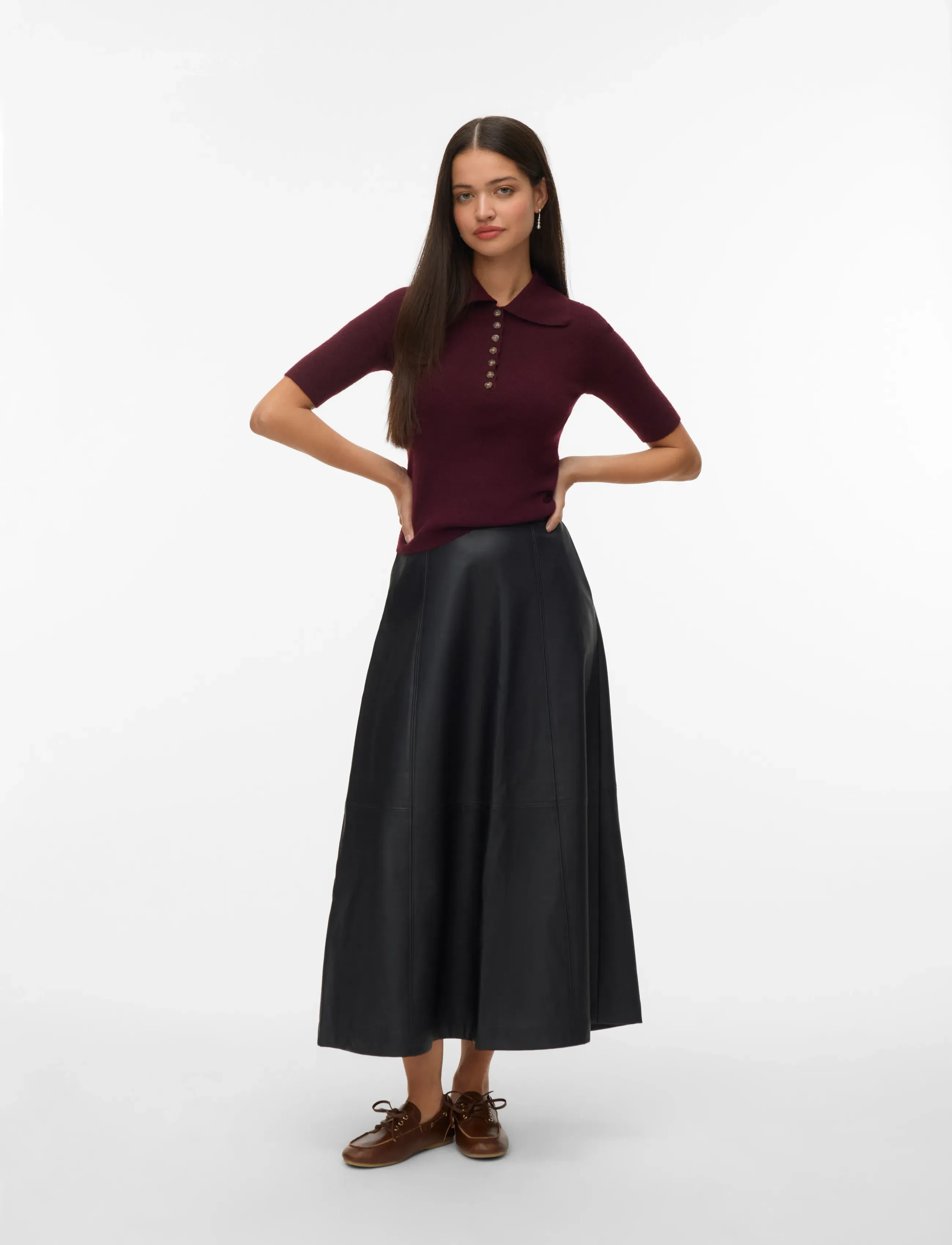 Vero Moda VMOLIVE HW COATED ANKLE SKIRT PRM - Röcke - BLACK / black