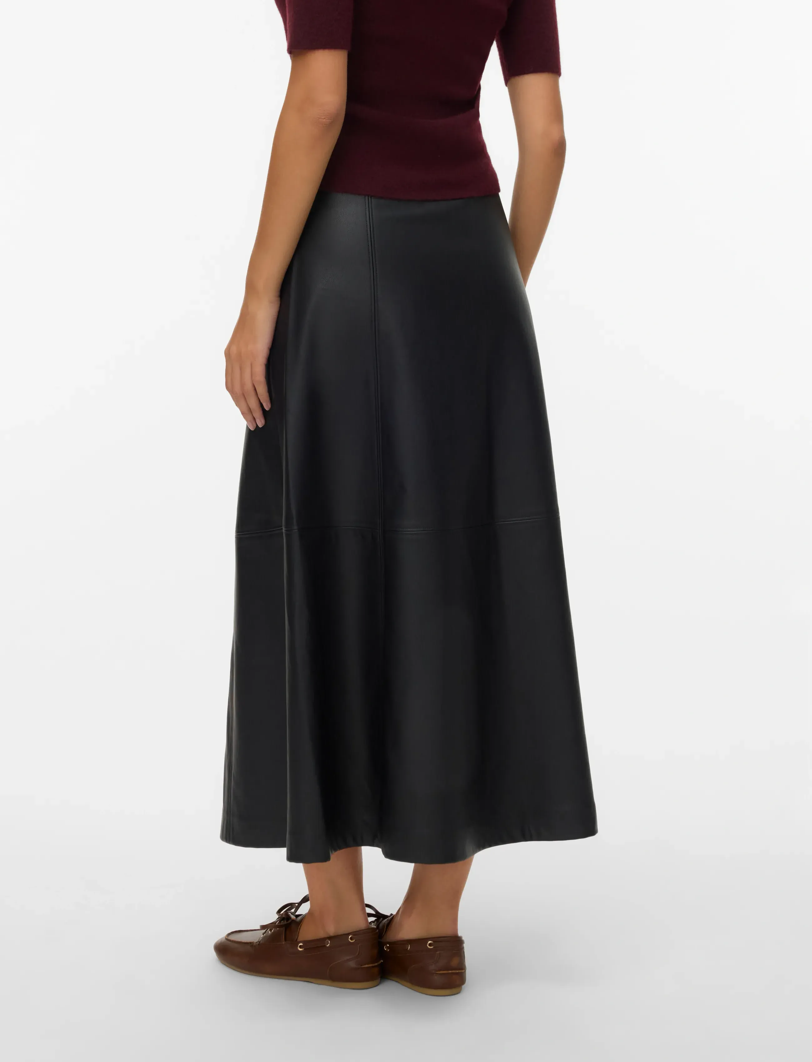 Vero Moda - VMOLIVE HW COATED ANKLE SKIRT PRM - maxi nederdele - black - 3