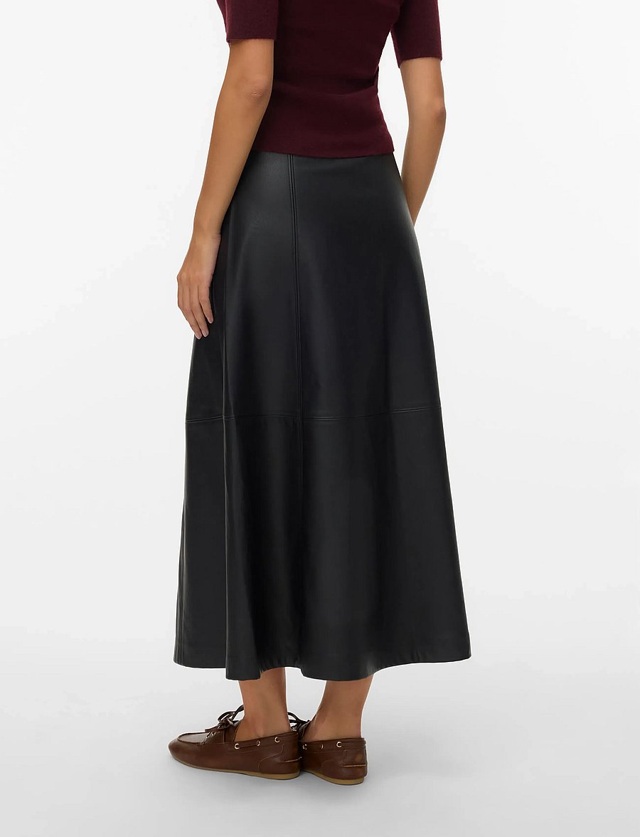Vero Moda - VMOLIVE HW COATED ANKLE SKIRT PRM - maxi röcke - black - 3