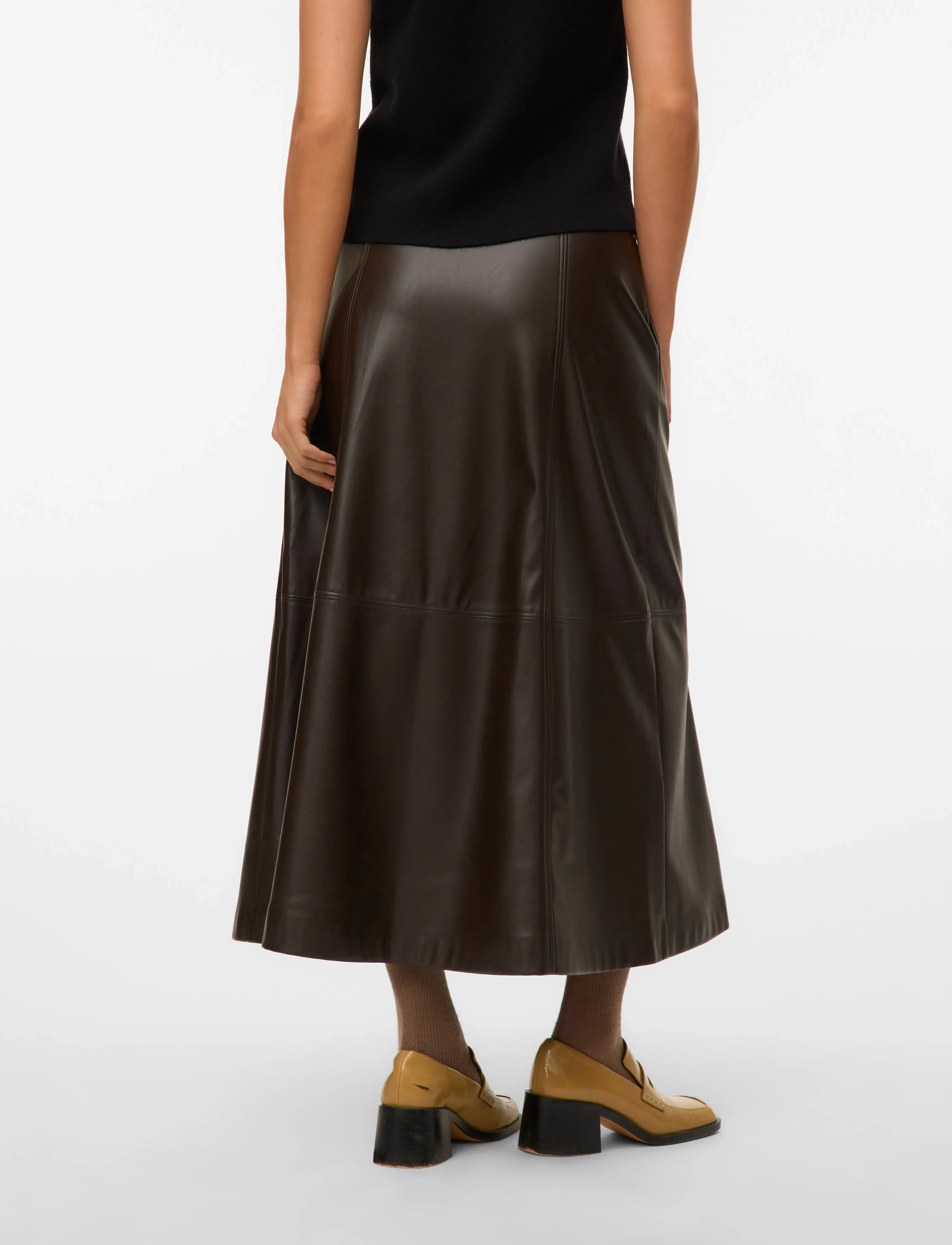 Vero Moda - VMOLIVE HW COATED ANKLE SKIRT PRM - maksiseelikud - chocolate torte - 2