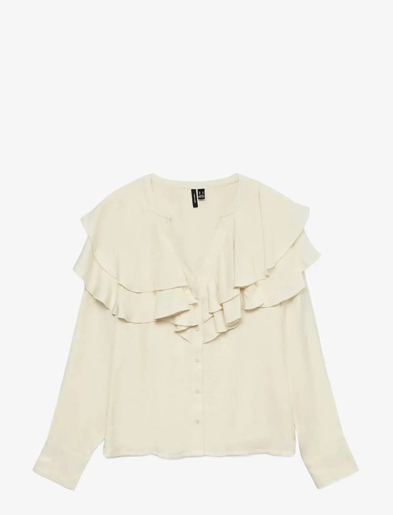 Vero Moda - VMLIZZI LS FLOUNCE TOP WVN GA - bluzki z długimi rękawami - birch - 1