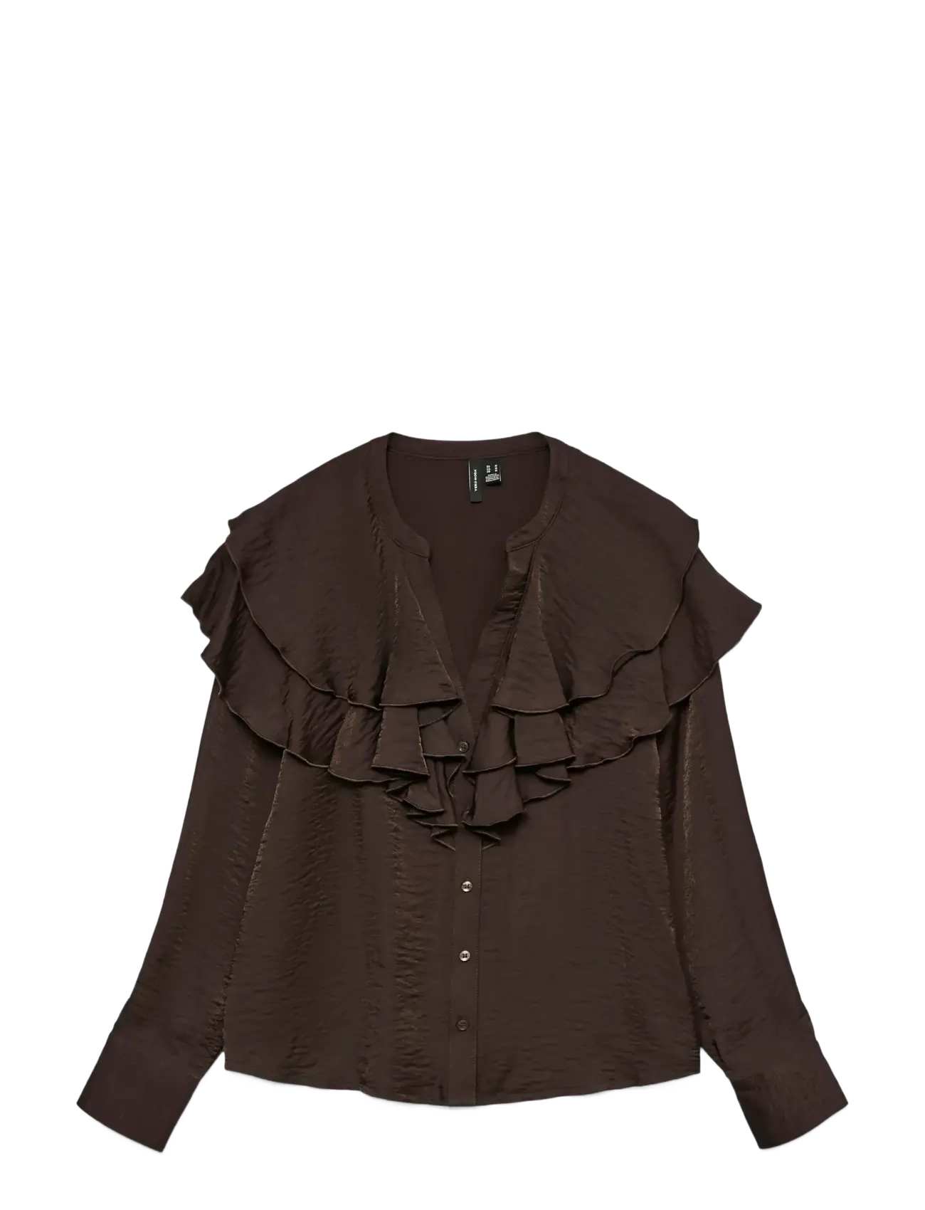 VERO MODA Vmlizzi Ls Flounce Oberteil Wvn Ga Braun - M - Damen