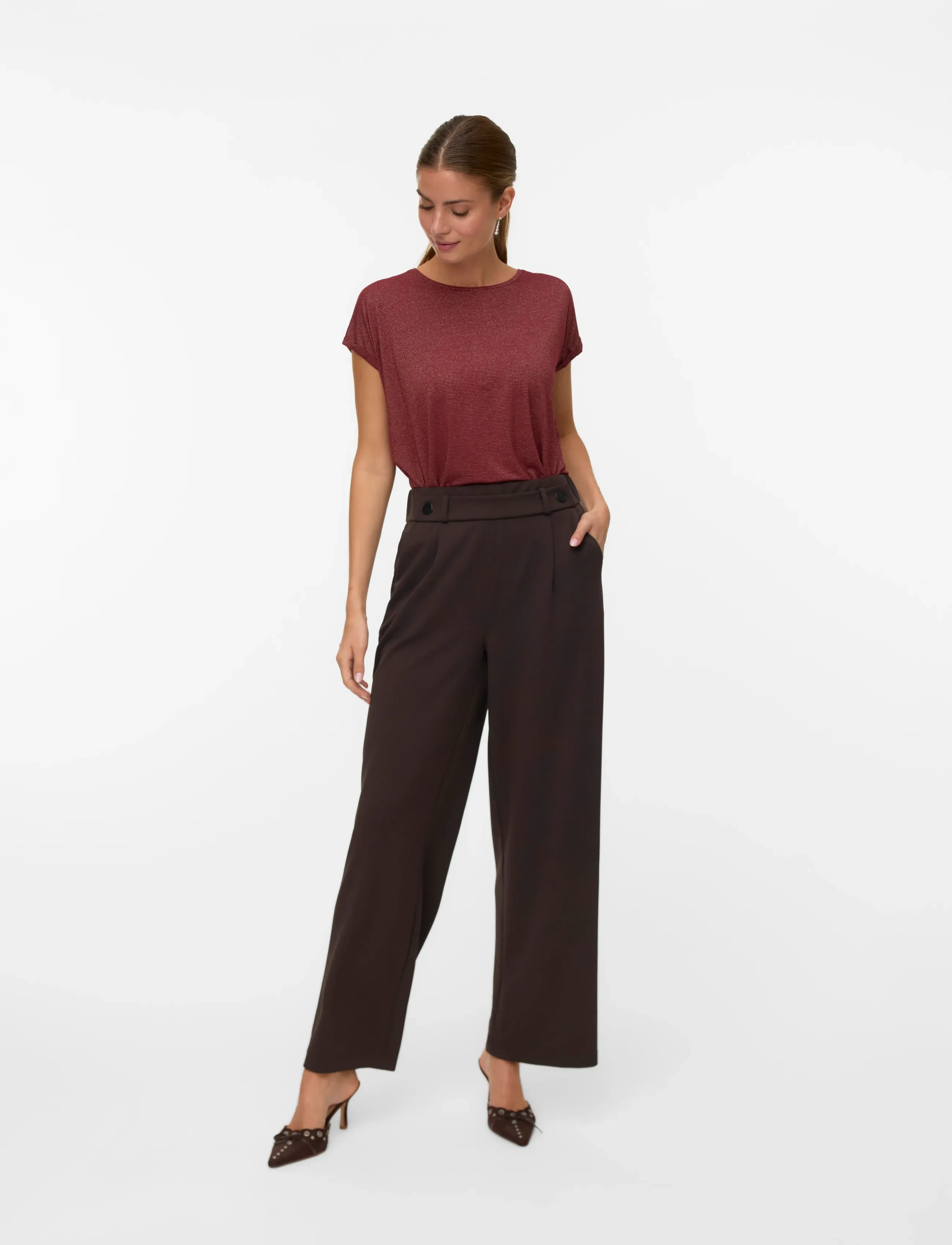 Vero Moda Vmstar Pants Jrs Noos, M x 32, Brown, Bukser > Brede Ben, Dame