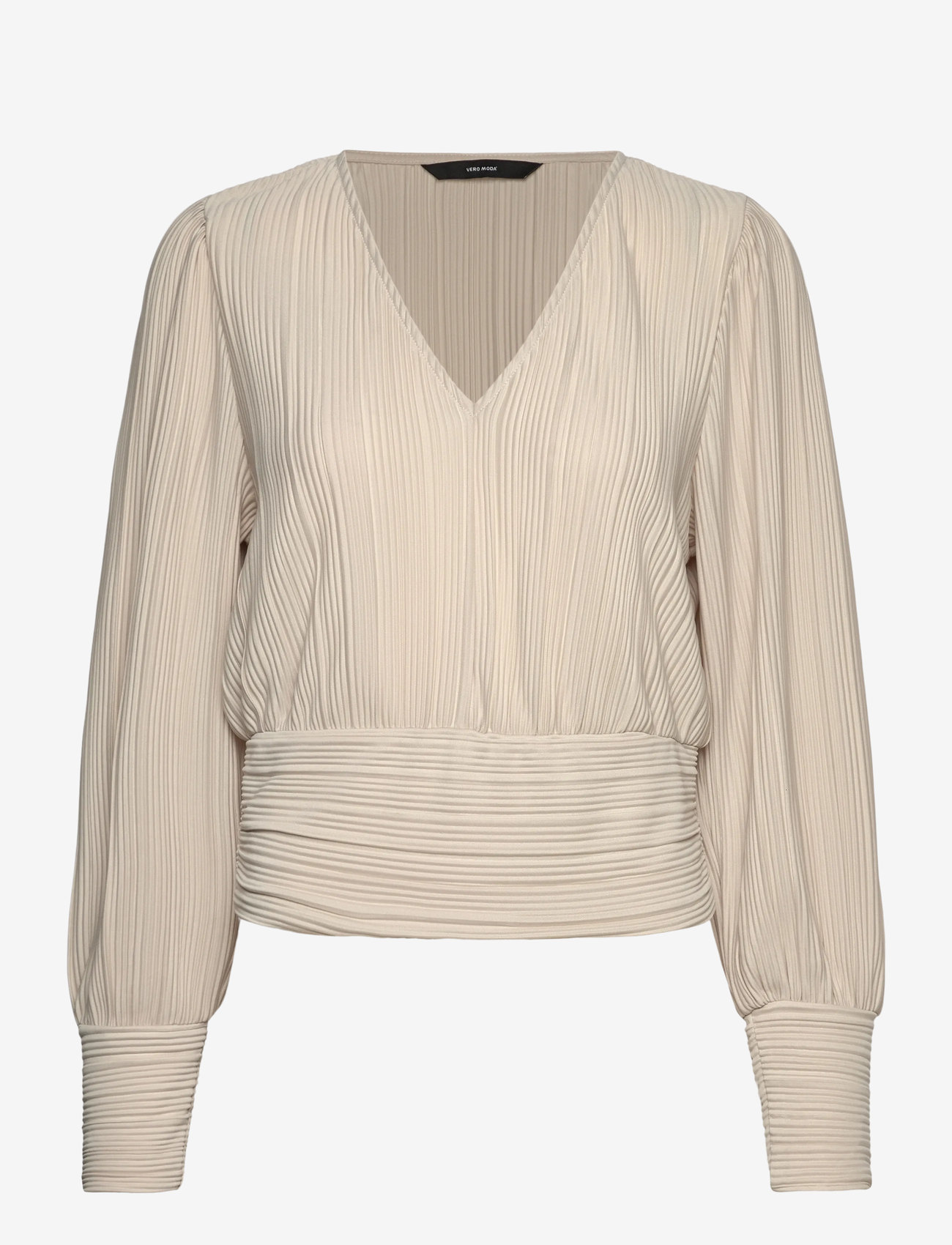 Vero Moda - VMAURORA LS V-NECK TOP JRS GA - långärmade blusar - pumice stone - 1