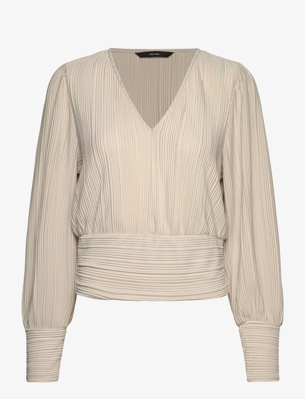 Vero Moda - VMAURORA LS V-NECK TOP JRS GA - langærmede bluser - pumice stone - 0