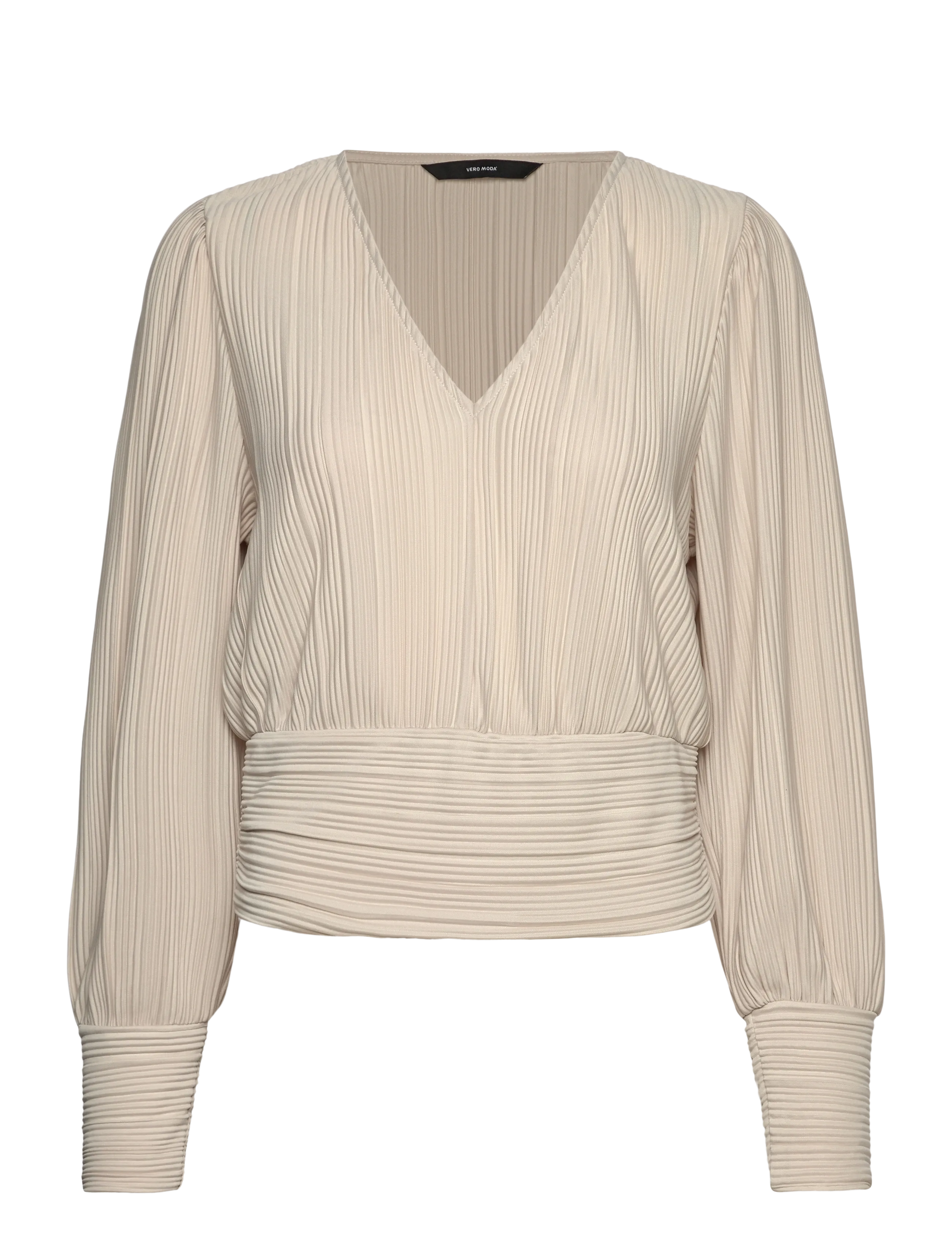 Vero Moda VMAURORA LS V-NECK TOP JRS GA - Bluser - PUMICE STONE / beige