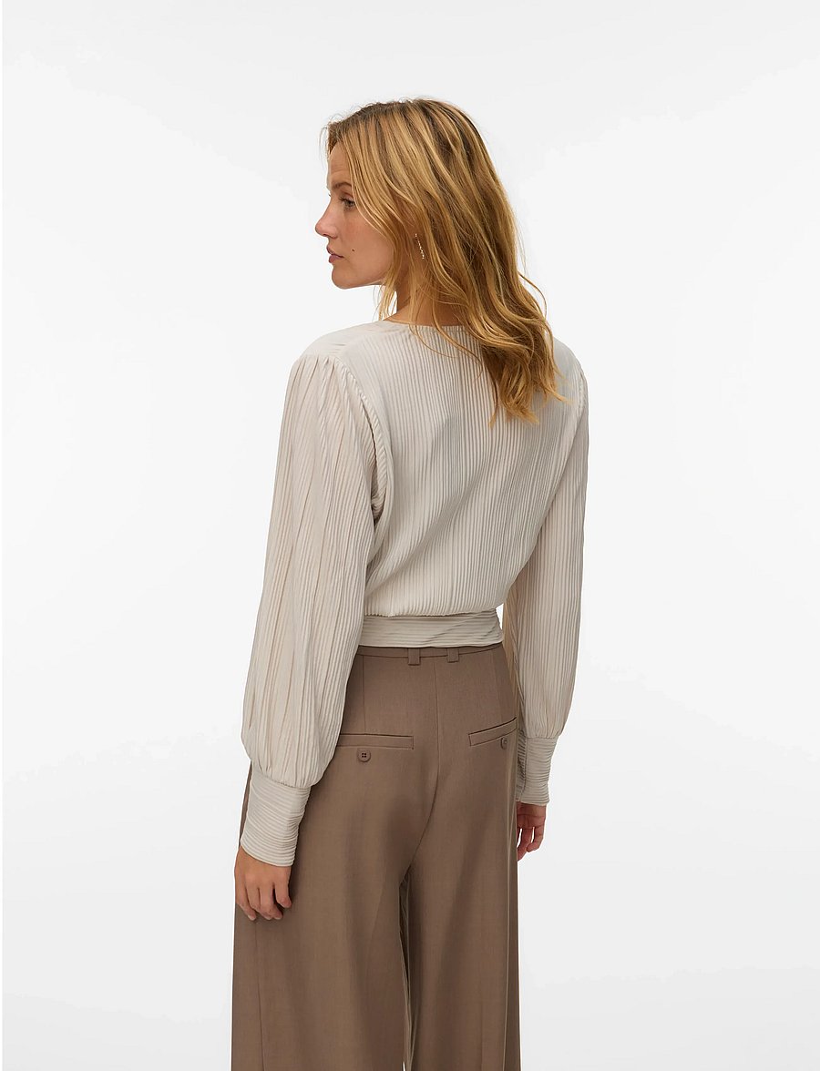 Vero Moda - VMAURORA LS V-NECK TOP JRS GA - langærmede bluser - pumice stone - 3