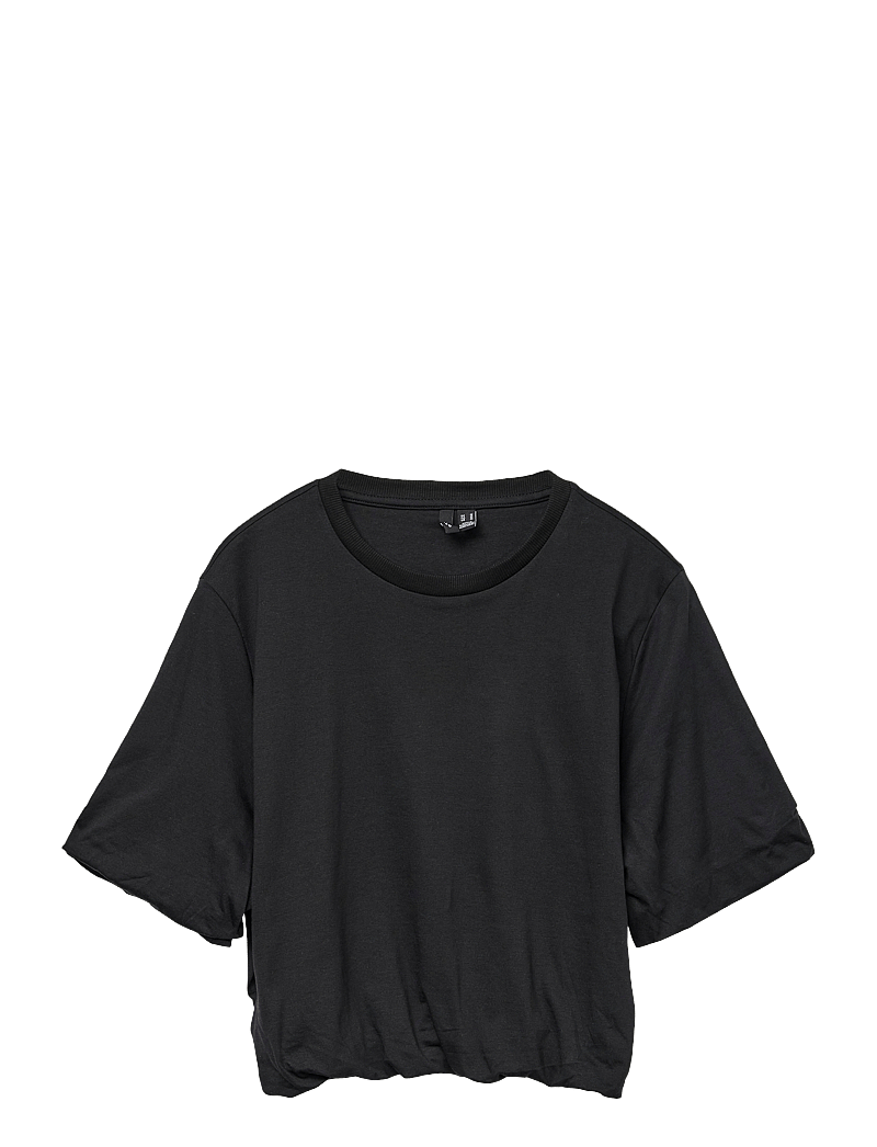 Vero Moda - VMAYA PENNY SS CROPPED TOP BOX JRS - bluzki z krótkim rękawem - black - 0