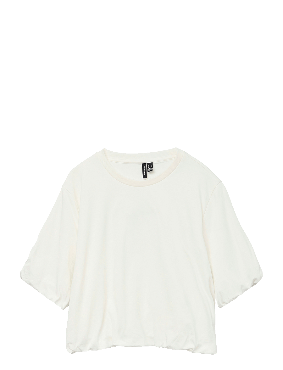 Vero Moda - VMAYA PENNY SS CROPPED TOP BOX JRS - kortermede bluser - snow white - 0