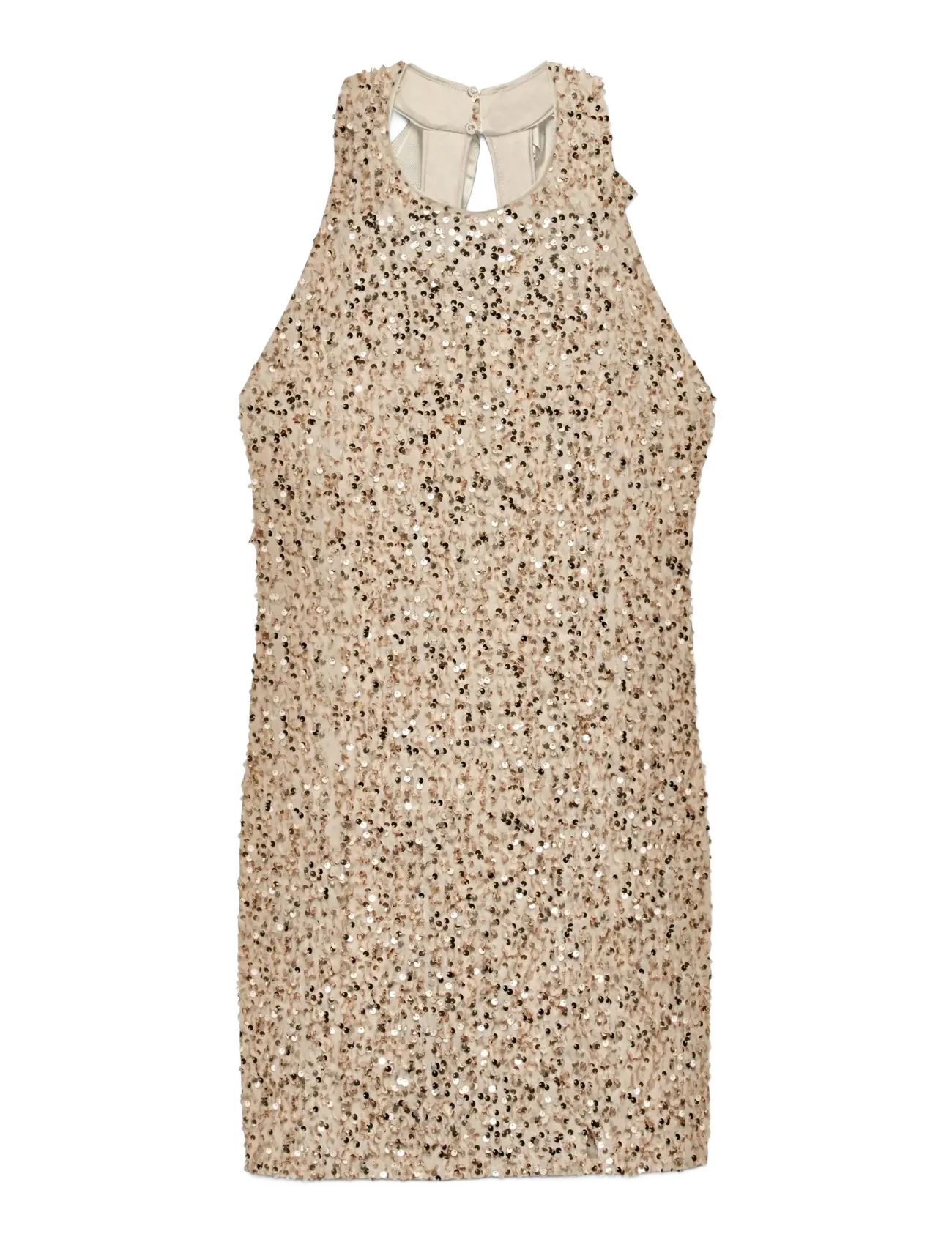 VMBELLA SL O-NECK SHORT SQ DRESS JRS GA - PUMICE STONE