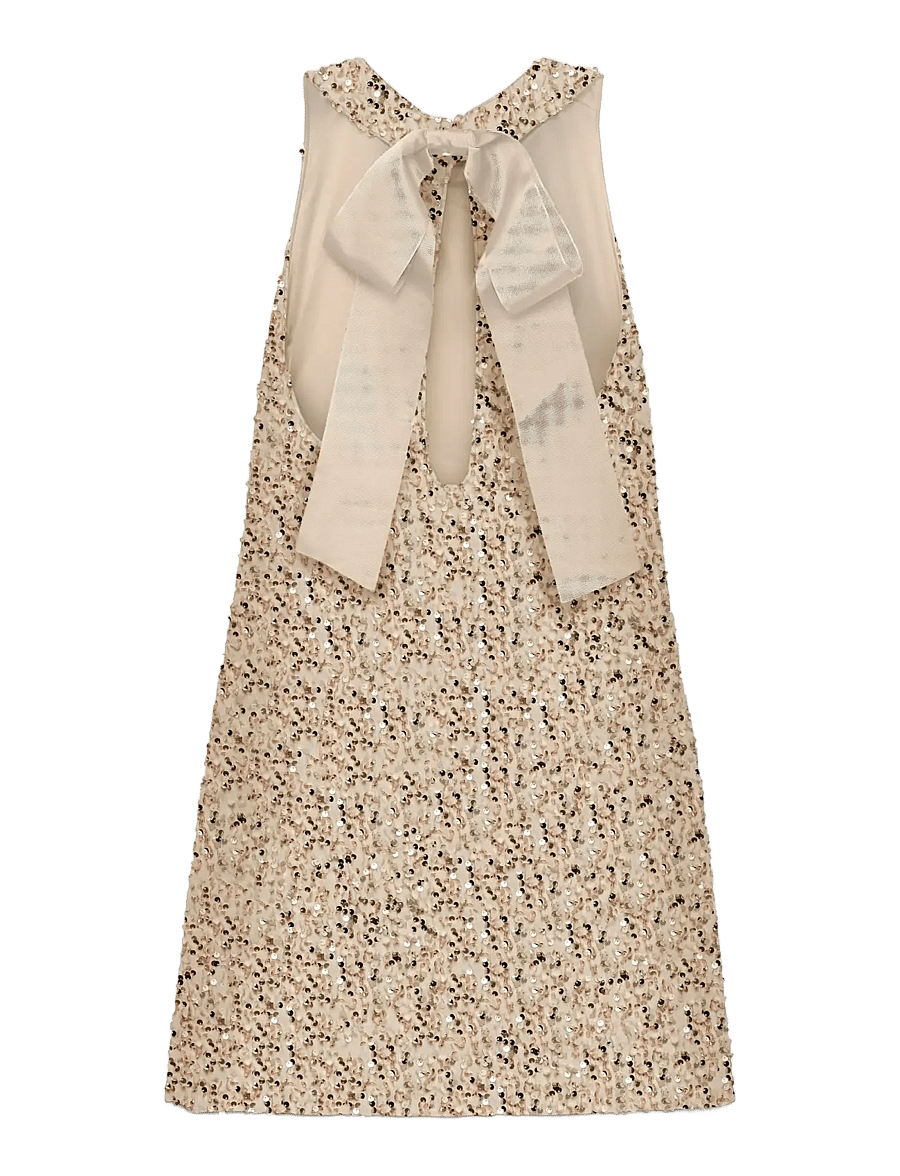 Vero Moda - VMBELLA SL O-NECK SHORT SQ DRESS JRS GA - paillettenkleider - pumice stone - 2