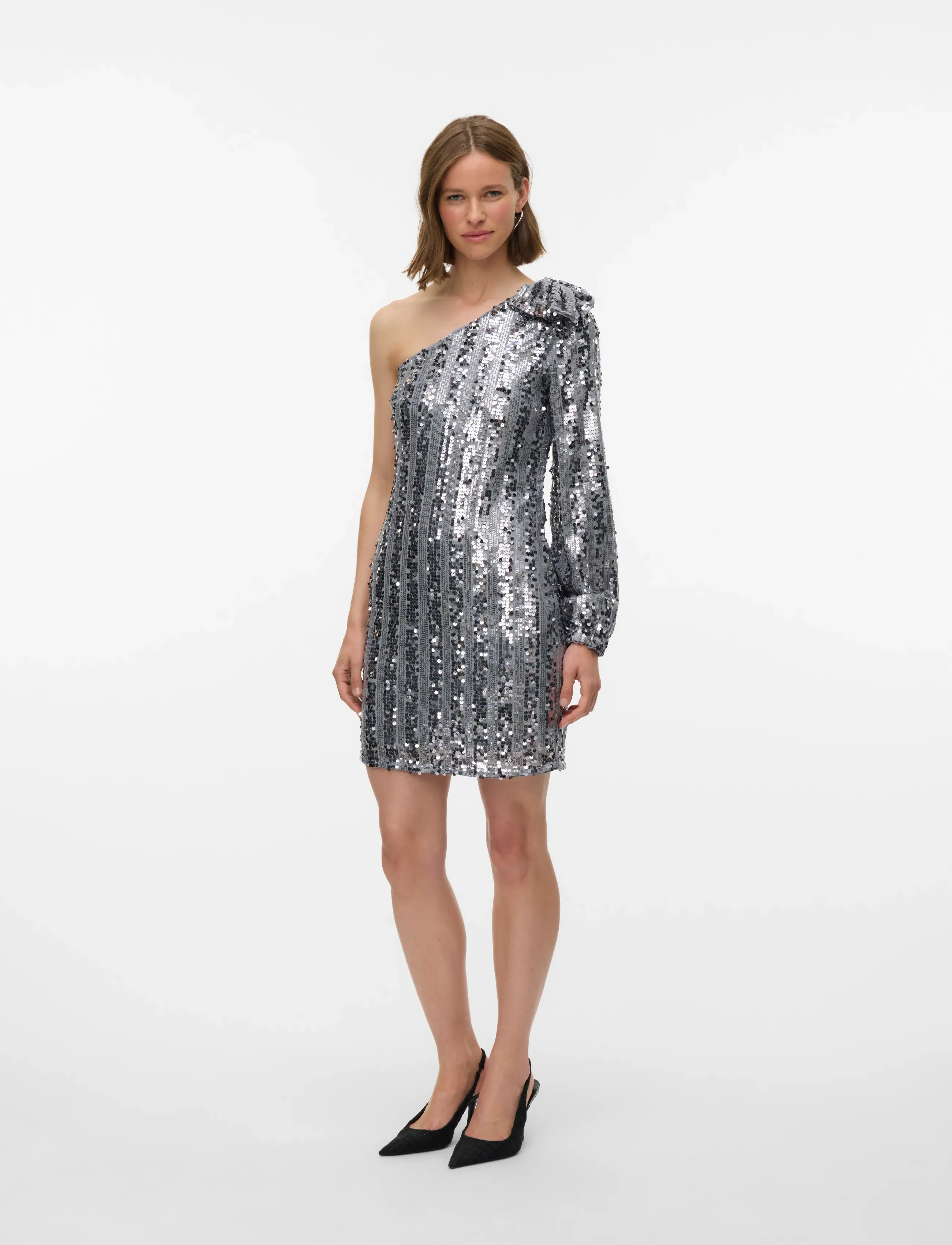 Vero Moda Vmefa One Shoulder Short Dress Jrs Ga, M, Dresses, Silber - Dress, Frauen