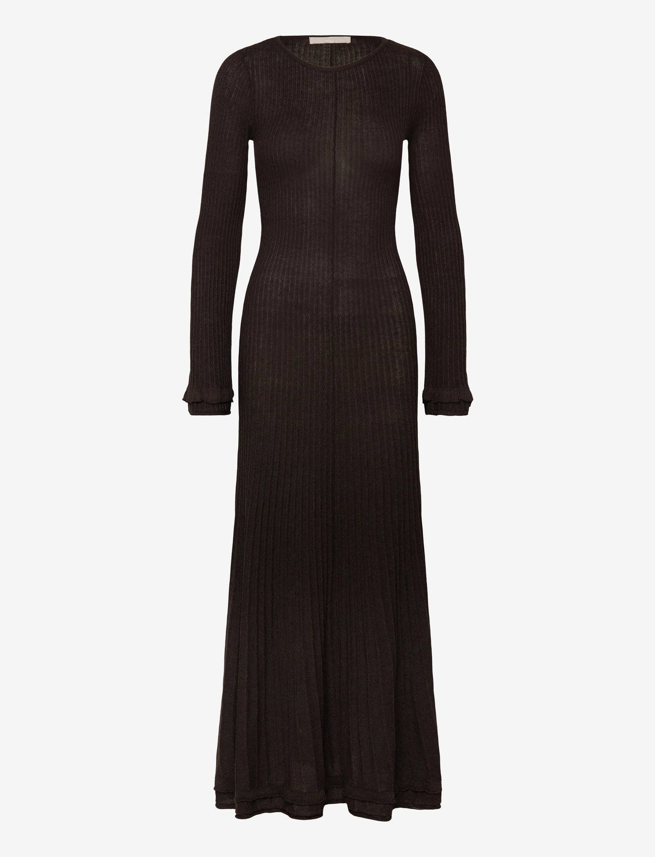 Vero Moda - VMCLARISA LS WIDE O-NCK ANKLE DRESS PRM - knitted dresses - chocolate torte - 0