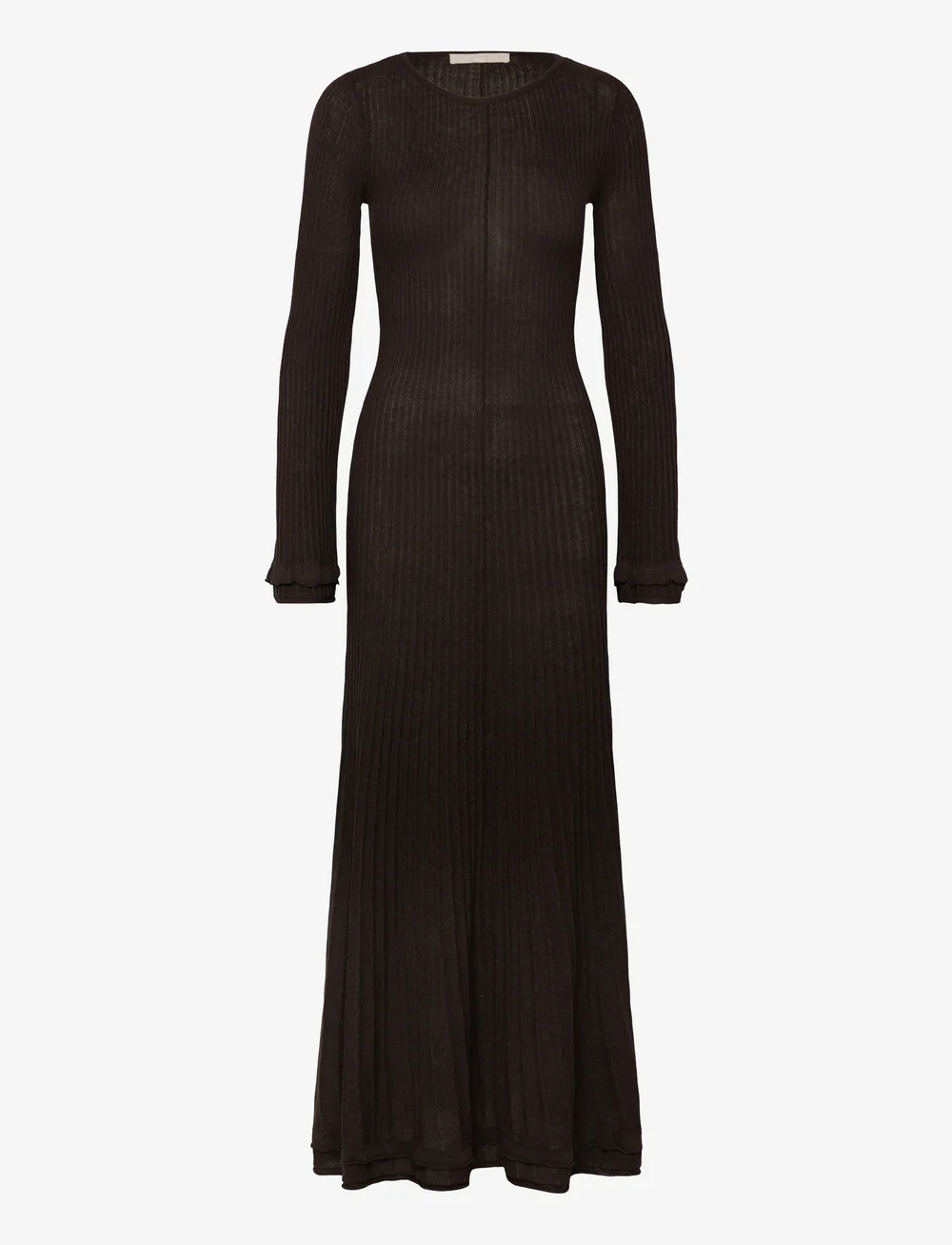 Vero Moda - VMCLARISA LS WIDE O-NCK ANKLE DRESS PRM - strikkjoler - chocolate torte - 0