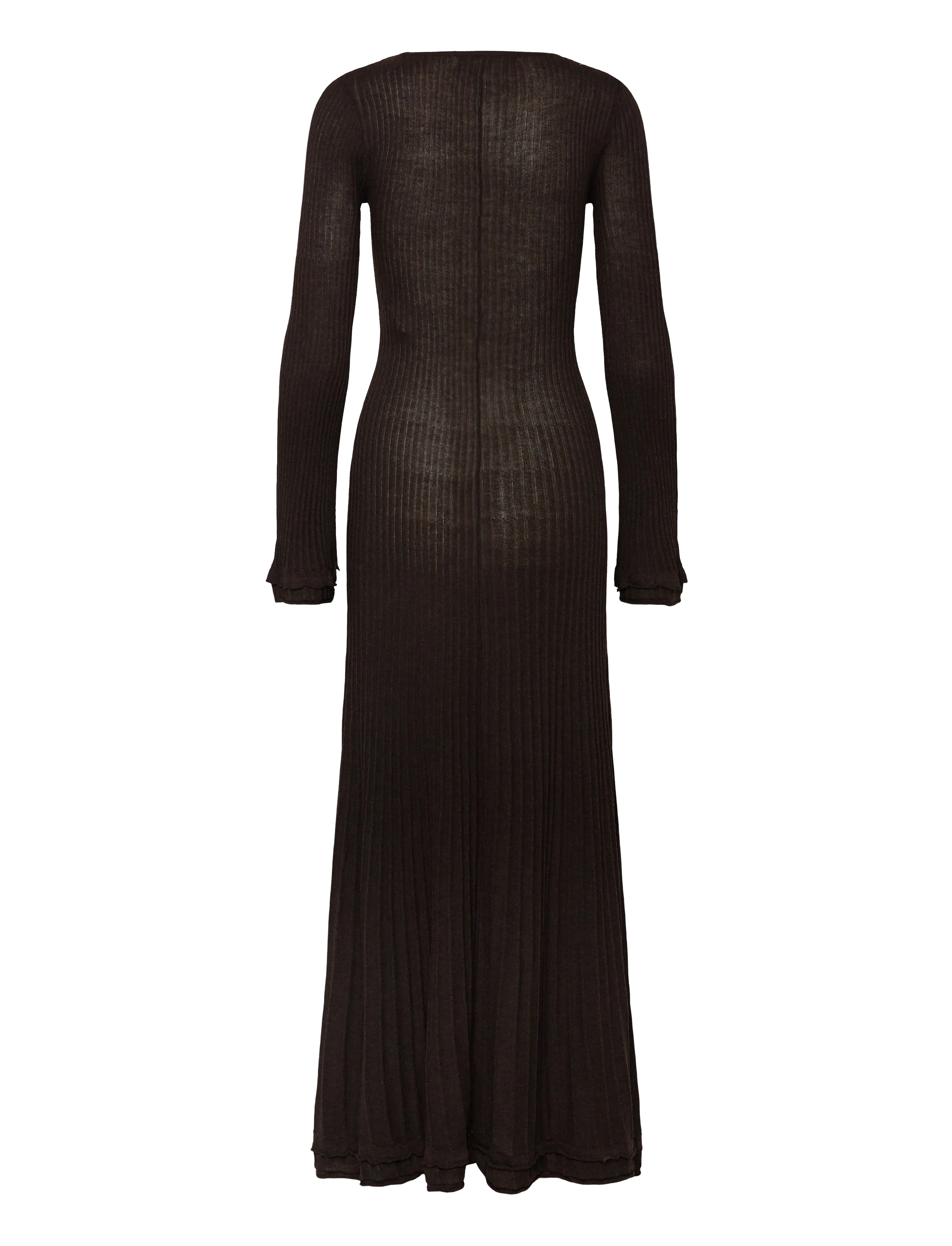 Vero Moda - VMCLARISA LS WIDE O-NCK ANKLE DRESS PRM - adītas kleitas - chocolate torte - 1