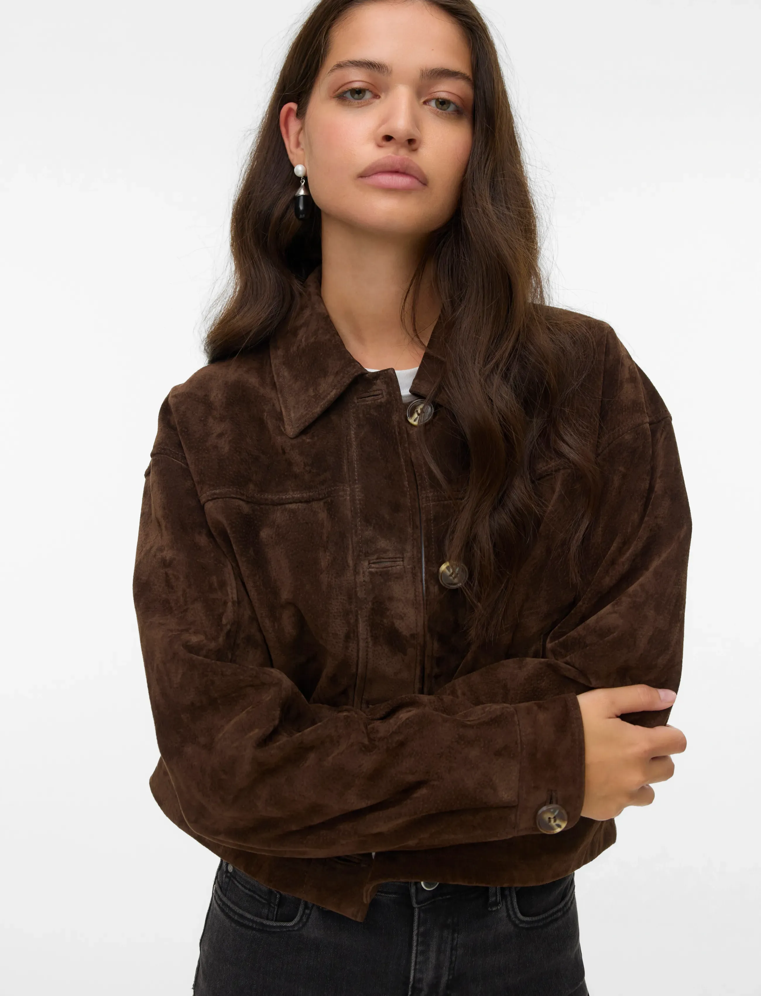 Vero Moda - VMROYCESTINE SHORT SUEDE JACKET - chocolate torte - 3