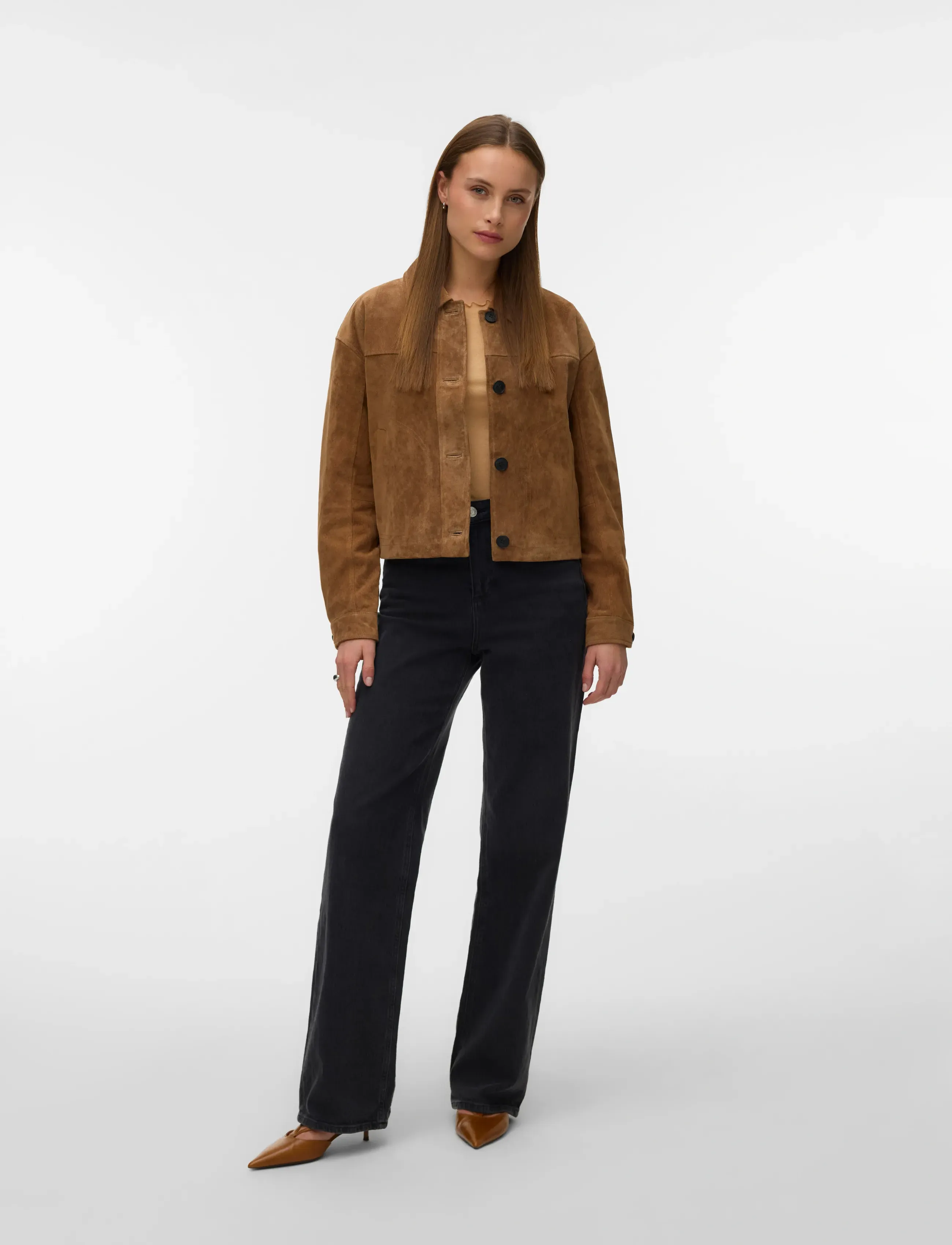 Vero Moda VMROYCESTINE SHORT SUEDE JACKET - Vero Moda - TOBACCO BROWN / brown
