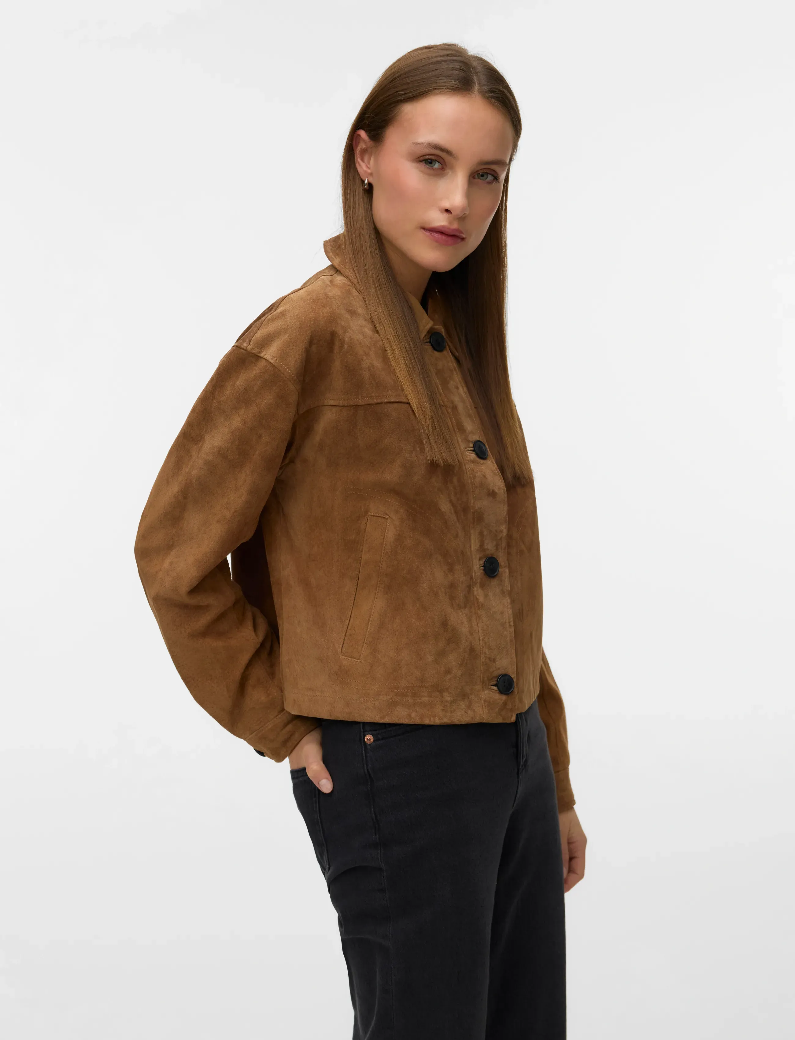 Vero Moda - VMROYCESTINE SHORT SUEDE JACKET - tobacco brown - 4