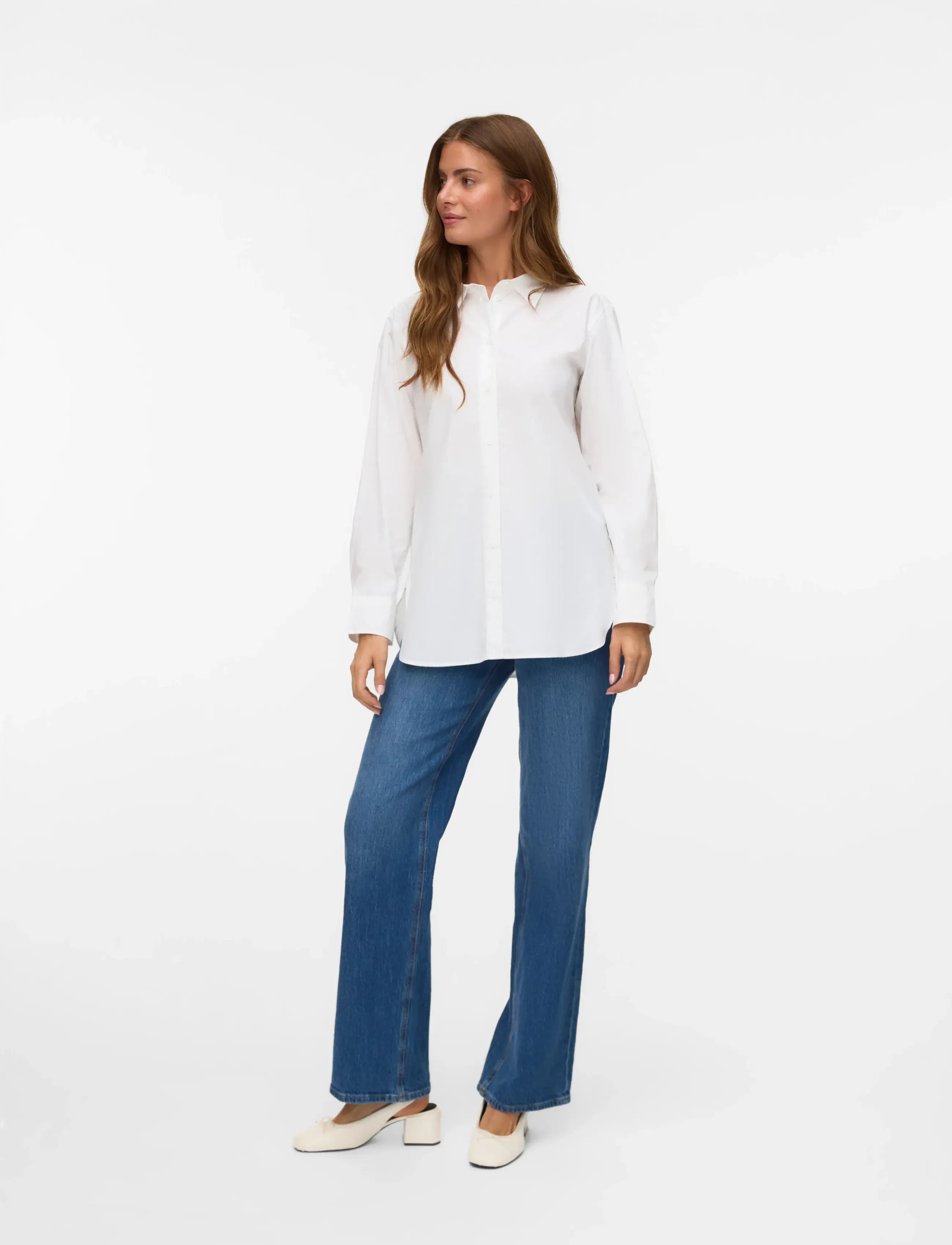 Vero Moda Vmelina Ls Shirt Wvn Noos, XL, White, Skjorter > Langærmede, Dame