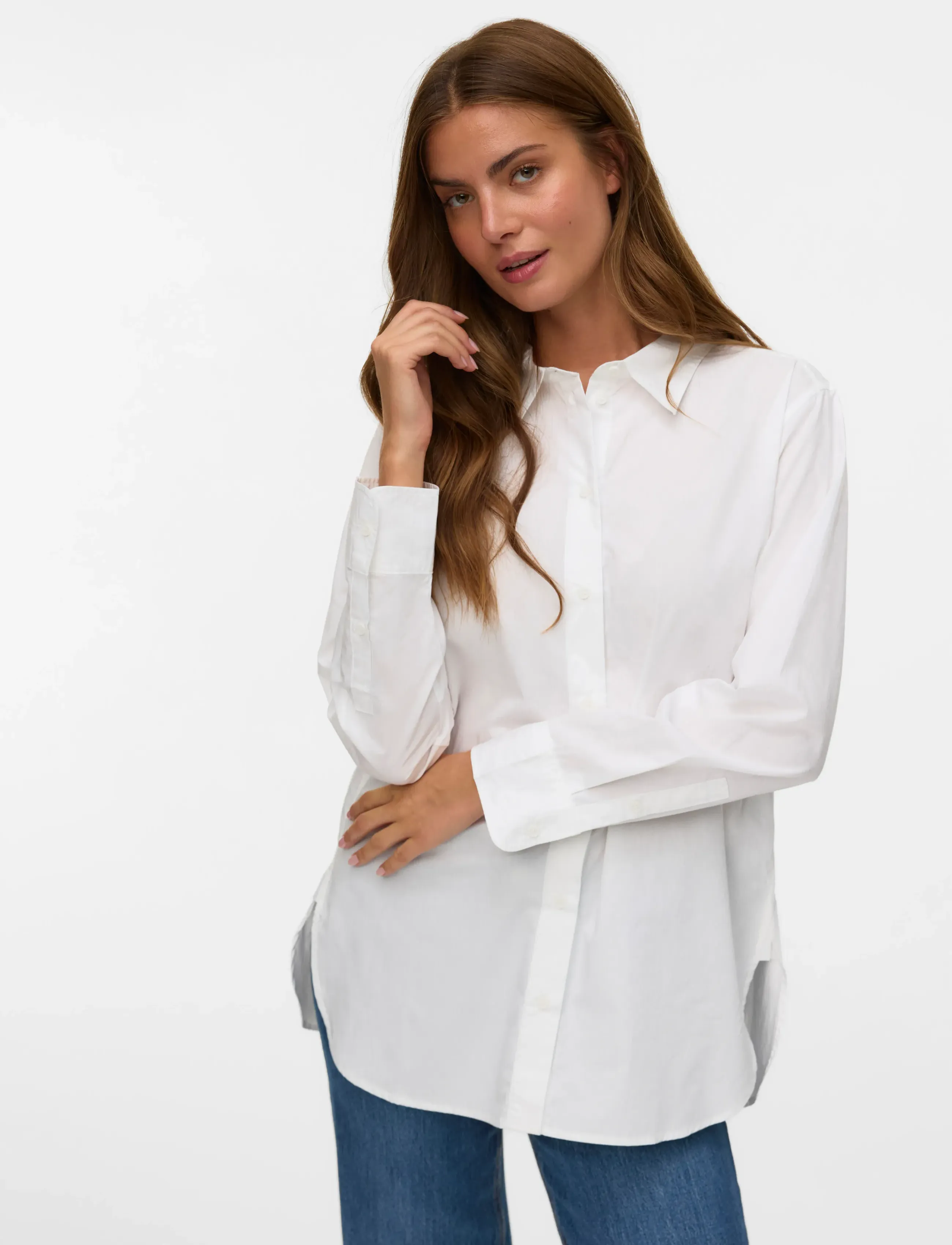 Vero Moda - VMELINA LS SHIRT WVN NOOS - langærmede skjorter - bright white - 3