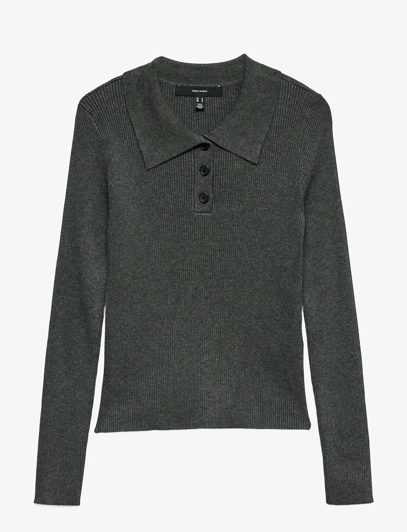 Vero Moda - VMSILJERIB LS POLONECK PULLOVER NOOS - die niedrigsten preise - dark grey melange - 0