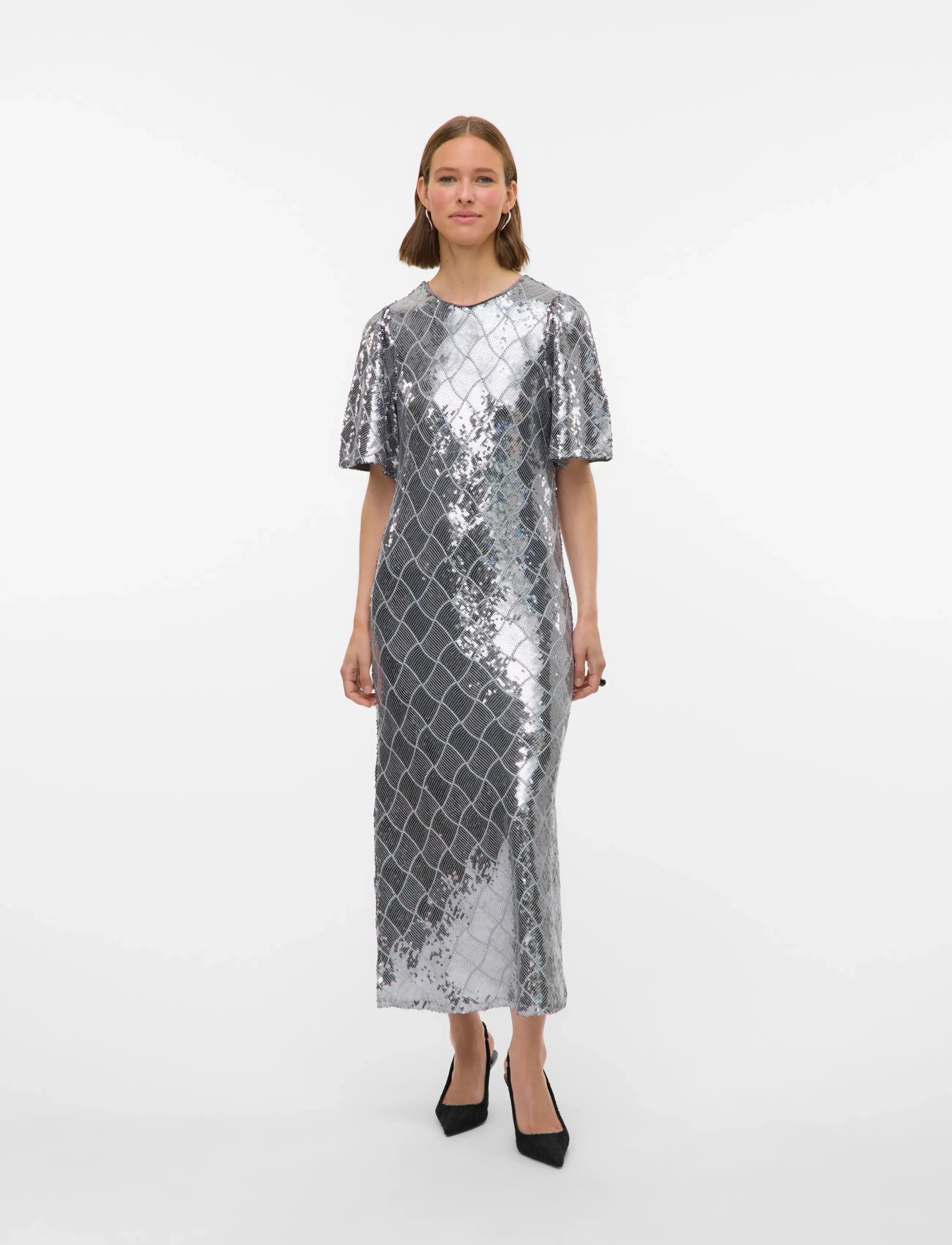 Vero Moda VMMILKA 2/4 7/8 DRESS WVN - Kjoler - ULTIMATE GREY / silver