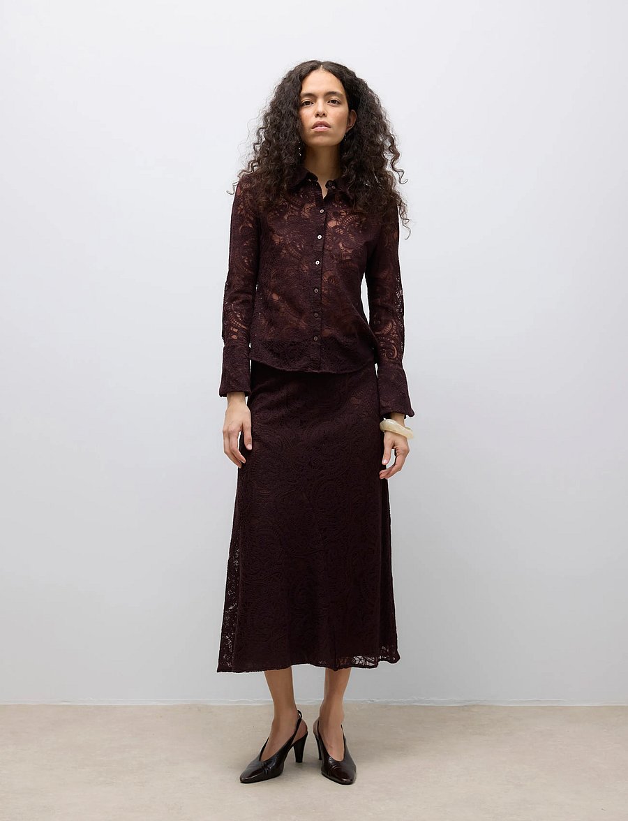 Vero Moda - AWURSHILA MW ANKLE SKIRT - maksiseelikud - chocolate plum - 0