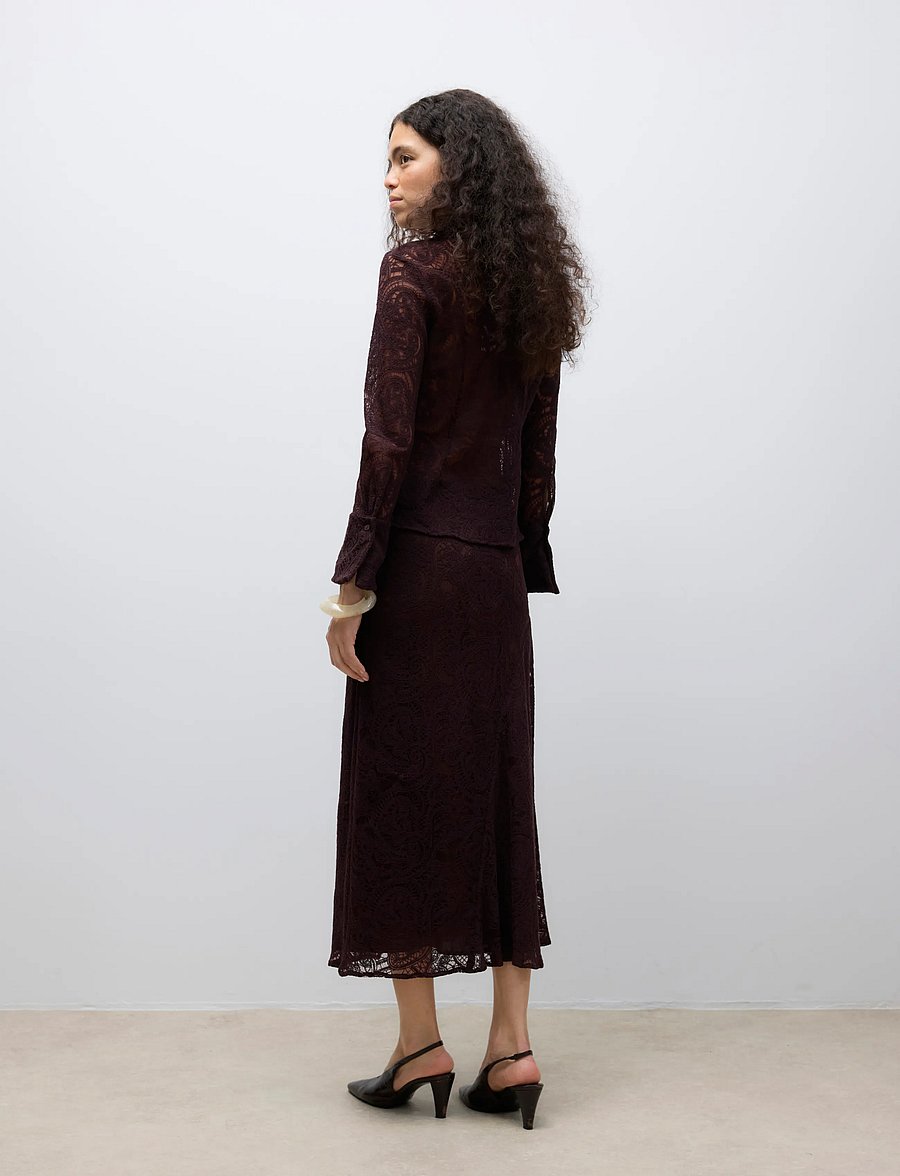 Vero Moda - AWURSHILA MW ANKLE SKIRT - maksiseelikud - chocolate plum - 2